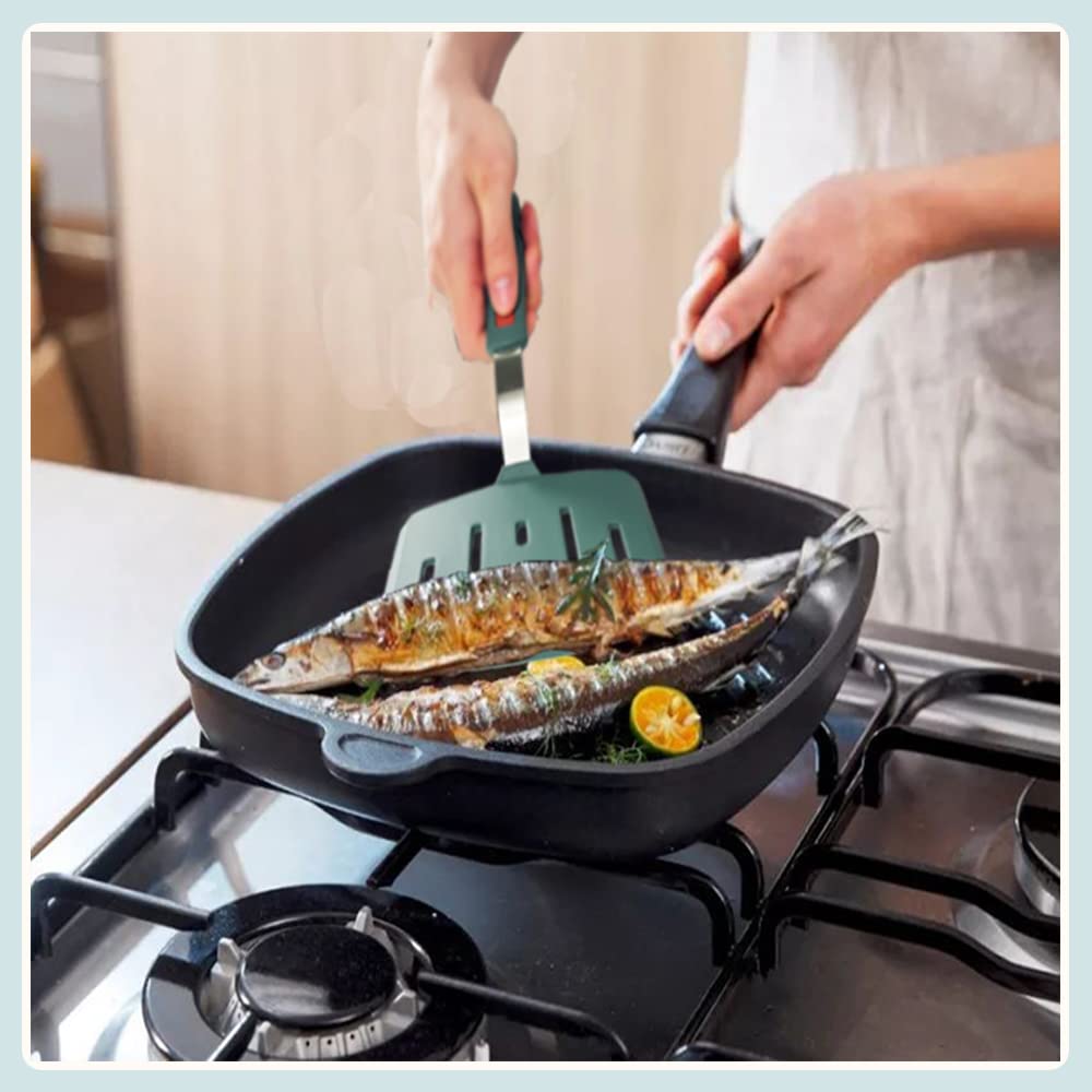 Contiup Silicone Fish Spatula Turner Wide Slotted Pancake Spatulas For Nonstick Cookware Pans Omelette Egg Spatula 600F Heat-Res