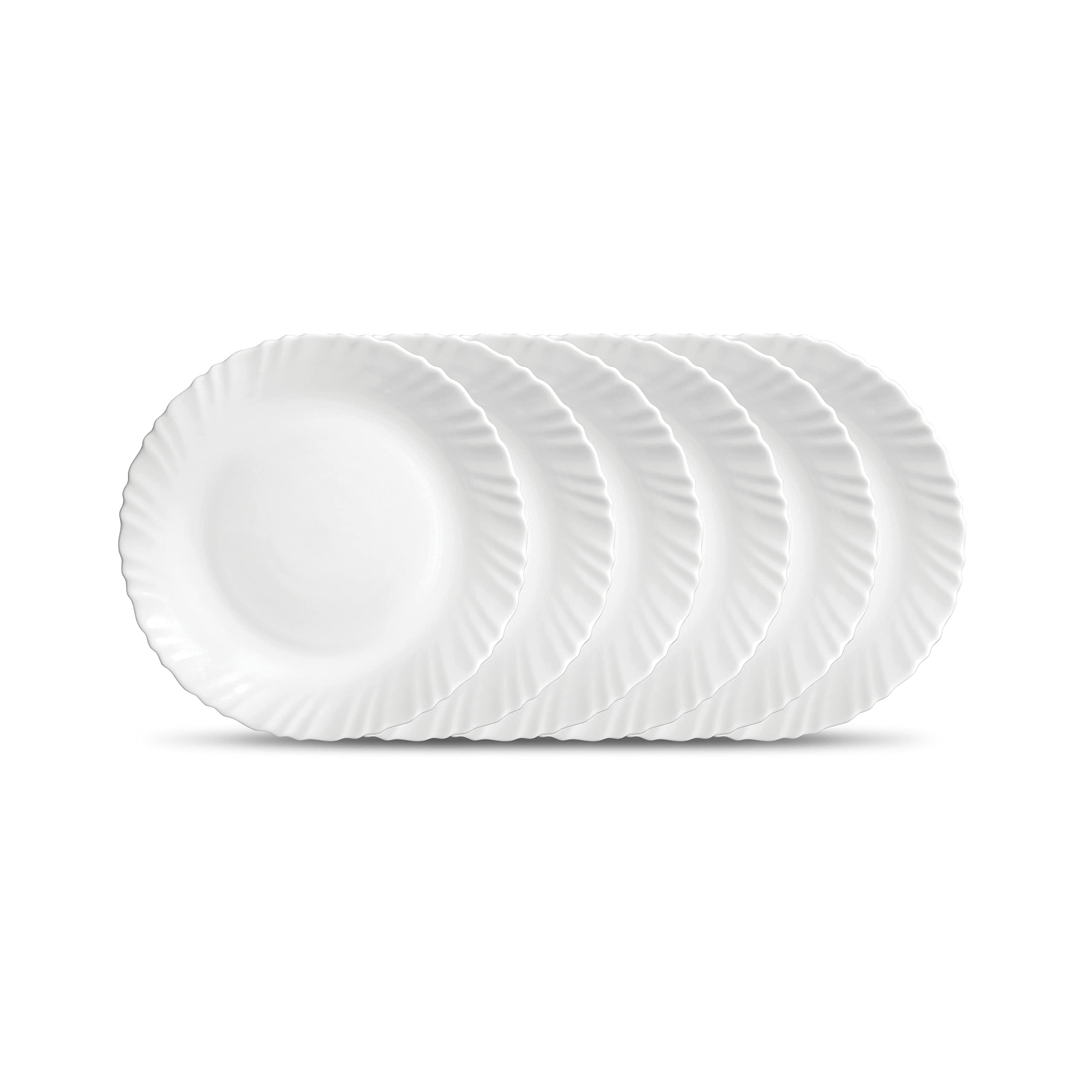 Laopala Diva, Classique Collection, Opal Glass Full Plate Set 11 6 Pcs, Plain White