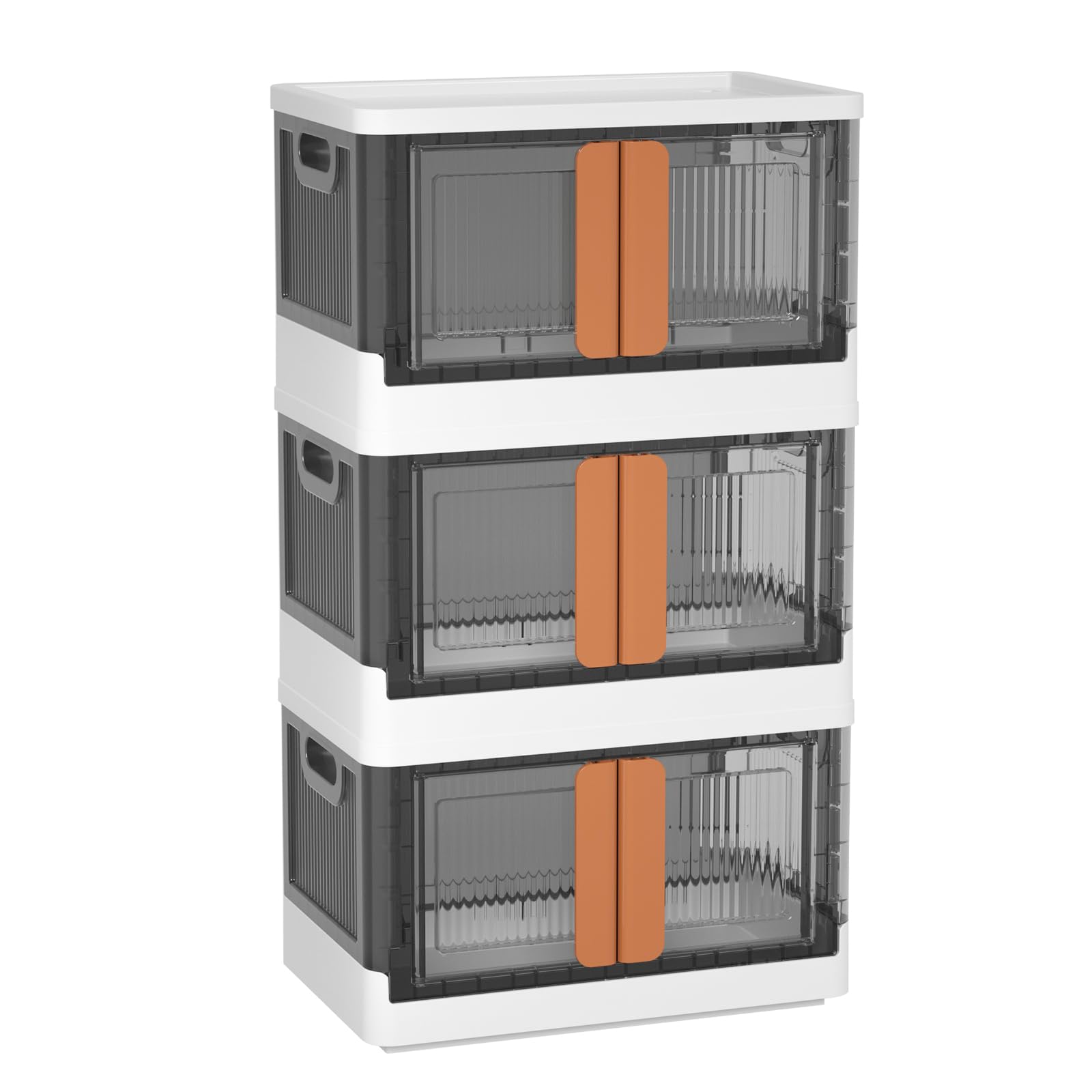 Wondersome Collapsible Storage Bins - 3-Pack Of Large 8.5-Gallon/33.8-Quart Stackable Wheeled Clothing, Shoe, Bedroom, Office Or