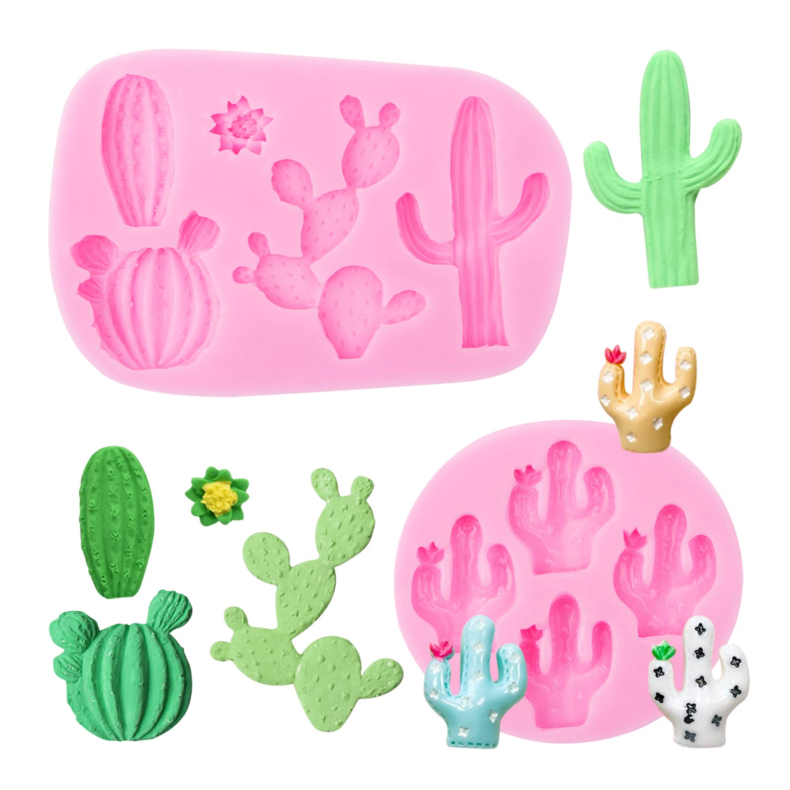 Cactus Molds Silicone 2 Pcs, Cactus Resin Chocolate Succulent Cake Fondant Mold For Candy, Cake Decorations, Cupcake Toppers, Po