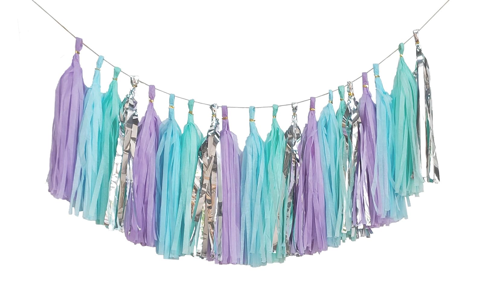 ZOOYOO Shiny Tassel Garland Tissue Paper Tassel Banner,Table Decor,DIY Kits for Party, Tassels Party Decoration,Pack of 20(Laven