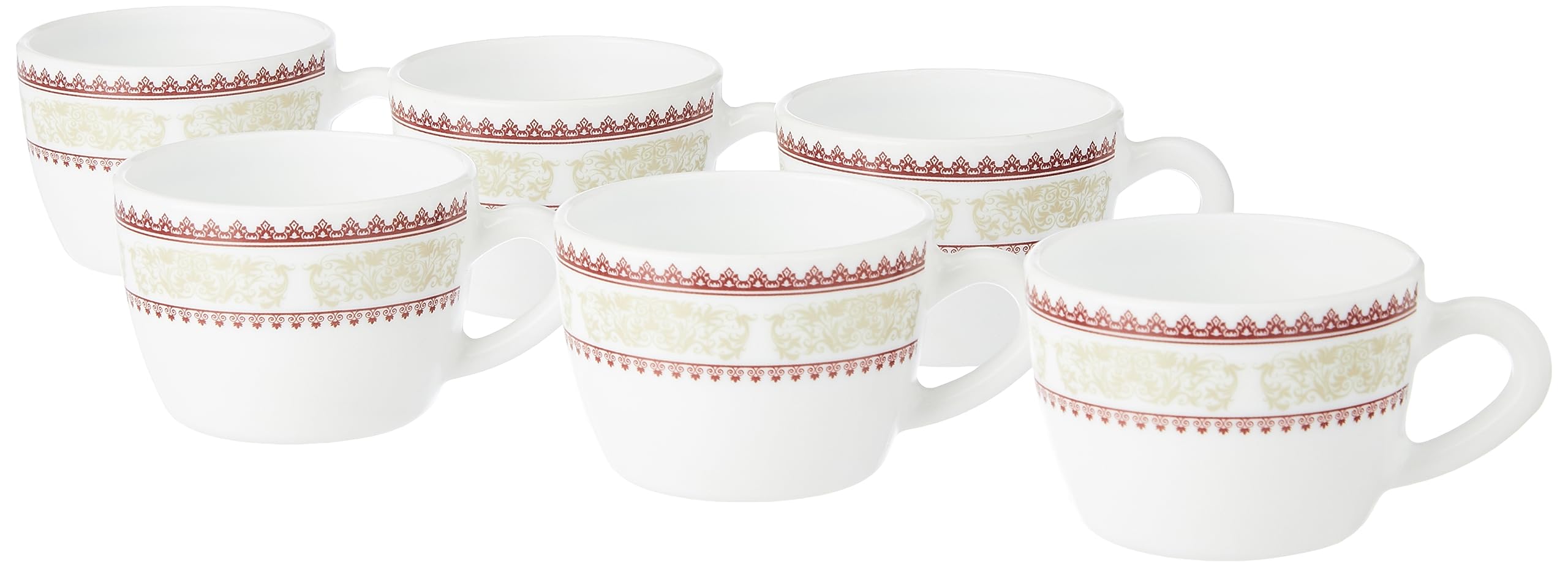 Larah by BOROSIL Elega Opalware Cup Set of 6 pcs | Tea/Coffee Cups 140 ml | Microwave & Dishwasher Safe | BoneAsh Free | Crocke