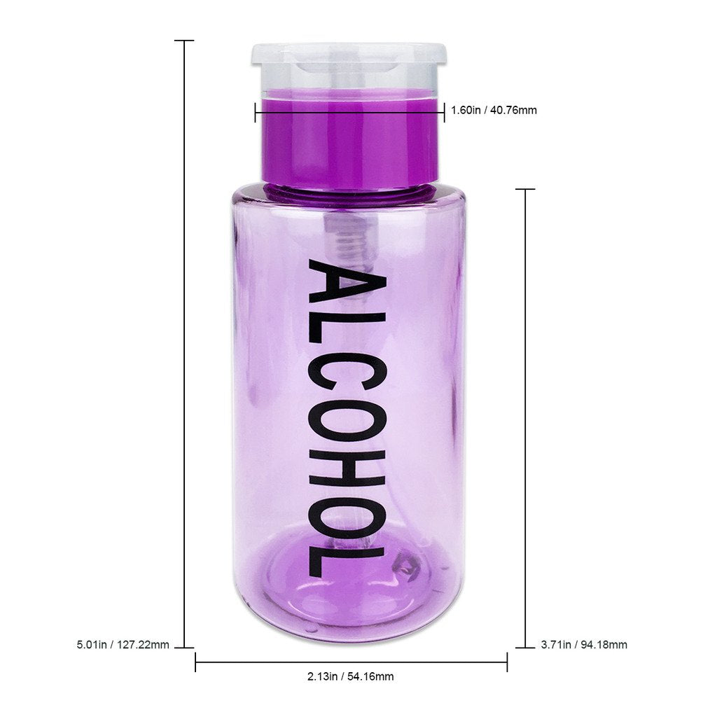 7Oz Push Down Pump Dispenser Flip Top Cap Refillable Empty Bottle - Purple With Word Imprint - Lockable Travel Cosmetic Packagin