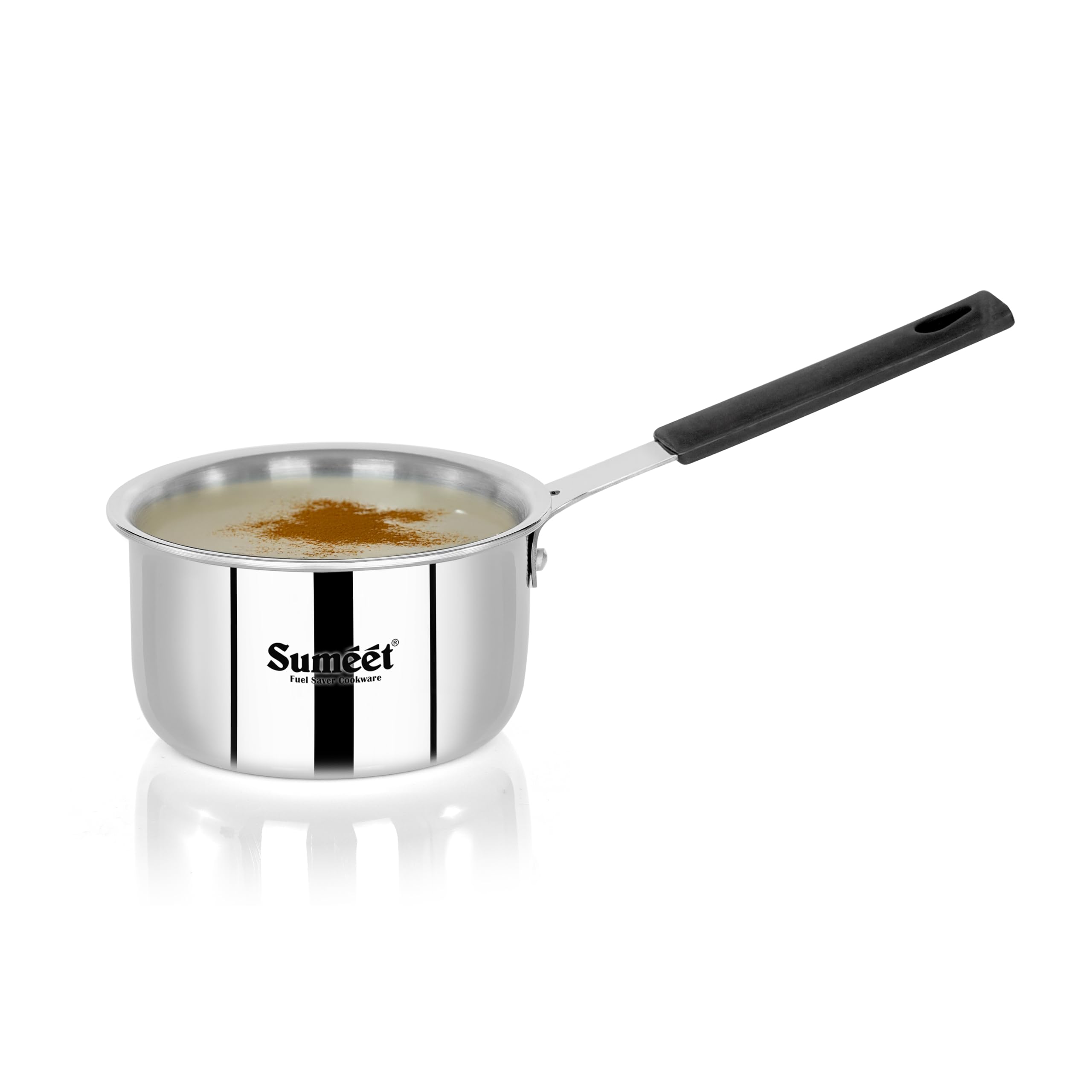 Sumeet Cook Smart Isi Certified Tri-Ply (Steel - Aluminium - Steel) Mini Saucetadka Pan With Silicon Grip | Induction And Gas Friendly | 2.5Mm Thick | 450Ml -10Cm  Silver