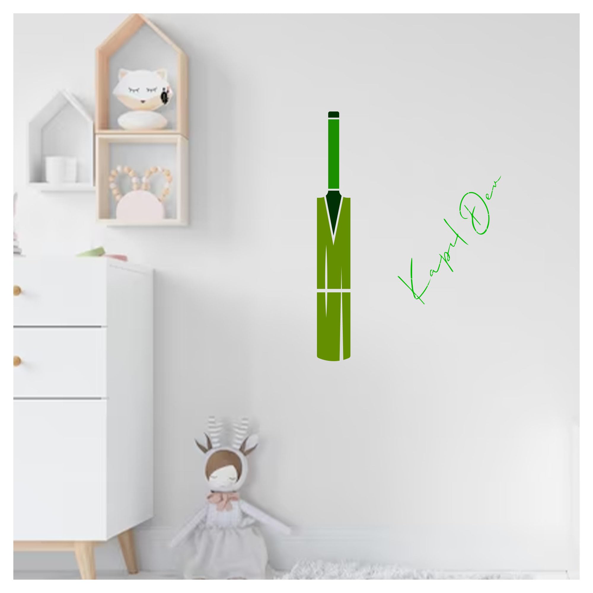 Kayra Decor Cricket Bat Wall Painting Stencil  Size 12 Inch X 12 Inch.