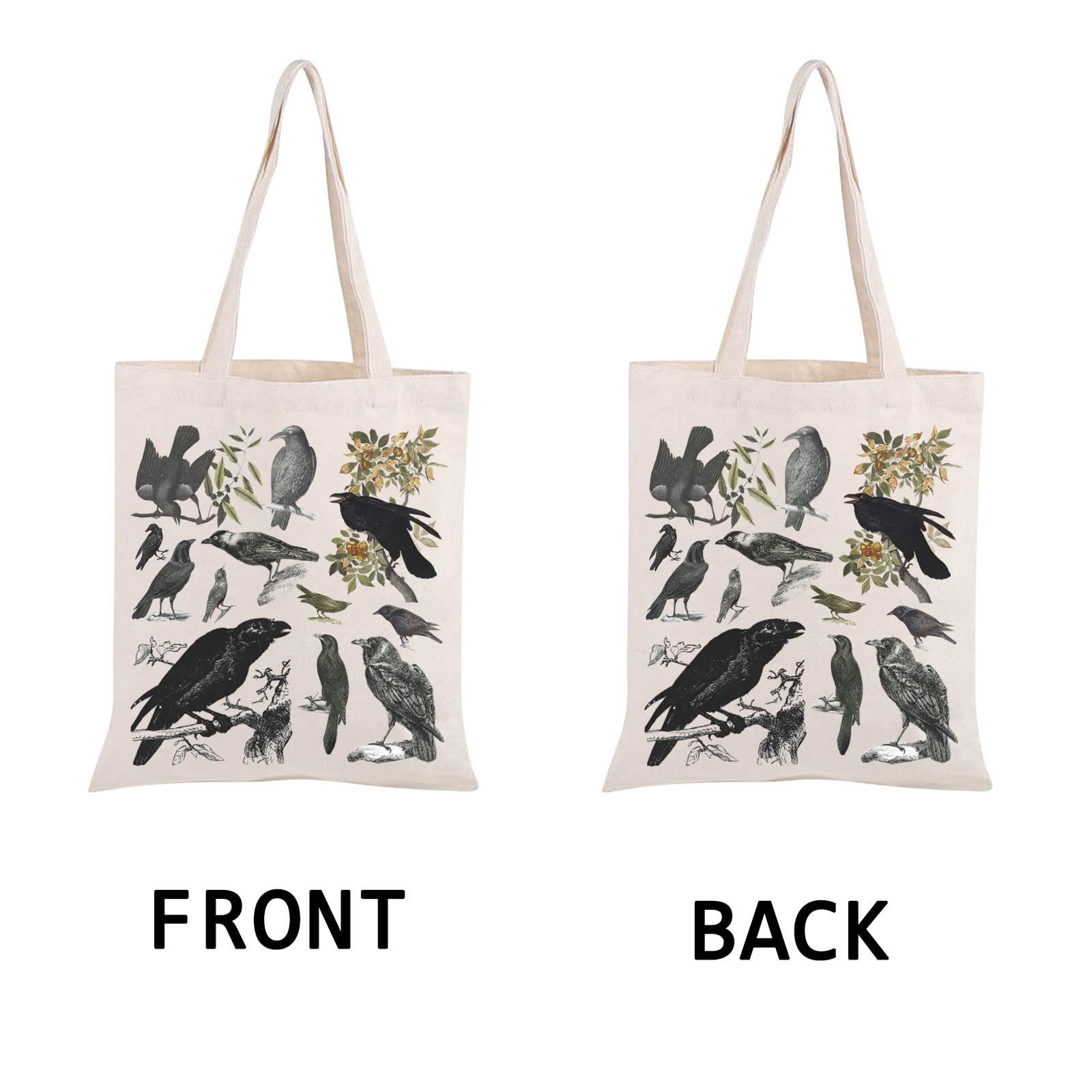 Pwhaoo Black Bird And Ravens Tote Bag Wild Bird Watching Gift Spooky Season Dark Academia Witchy Black Bird Mama Gift (Black Bir