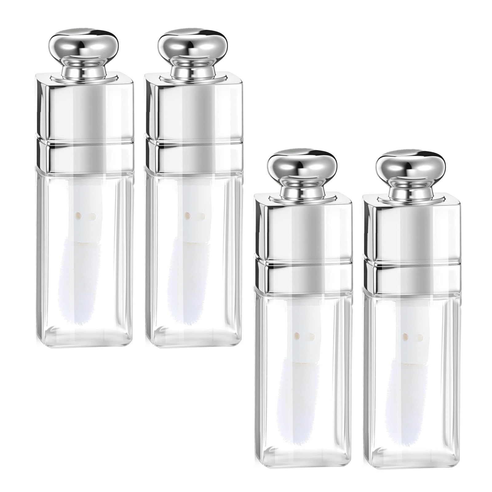 Qulkws 4 Pack 8ml Empty Lip Gloss Tubes Clear Refillable Lips Balm Bottles Clear Lip Gloss Tubes with Wand Mini Lipstick Contain