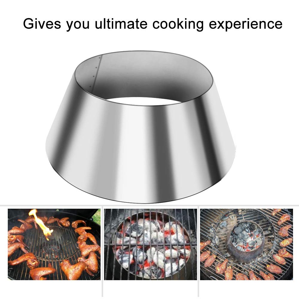 Outspark BBQ Whirlpool for Weber Kettle 22/26.75 WSM Smokey Mountain  XL Kamado XL Big Green Egg  Stainless Steel Barbecue Charcoal Grill Accessories Medium Size