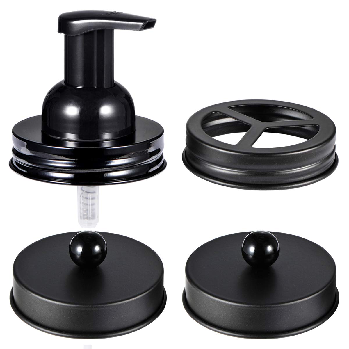 Komashr Mason Jar Bathroom Accessories Set(4Pcs)- Jars Not Included - Foaming Soap Dispenser,Toothbrush Holder, And Apothecary S