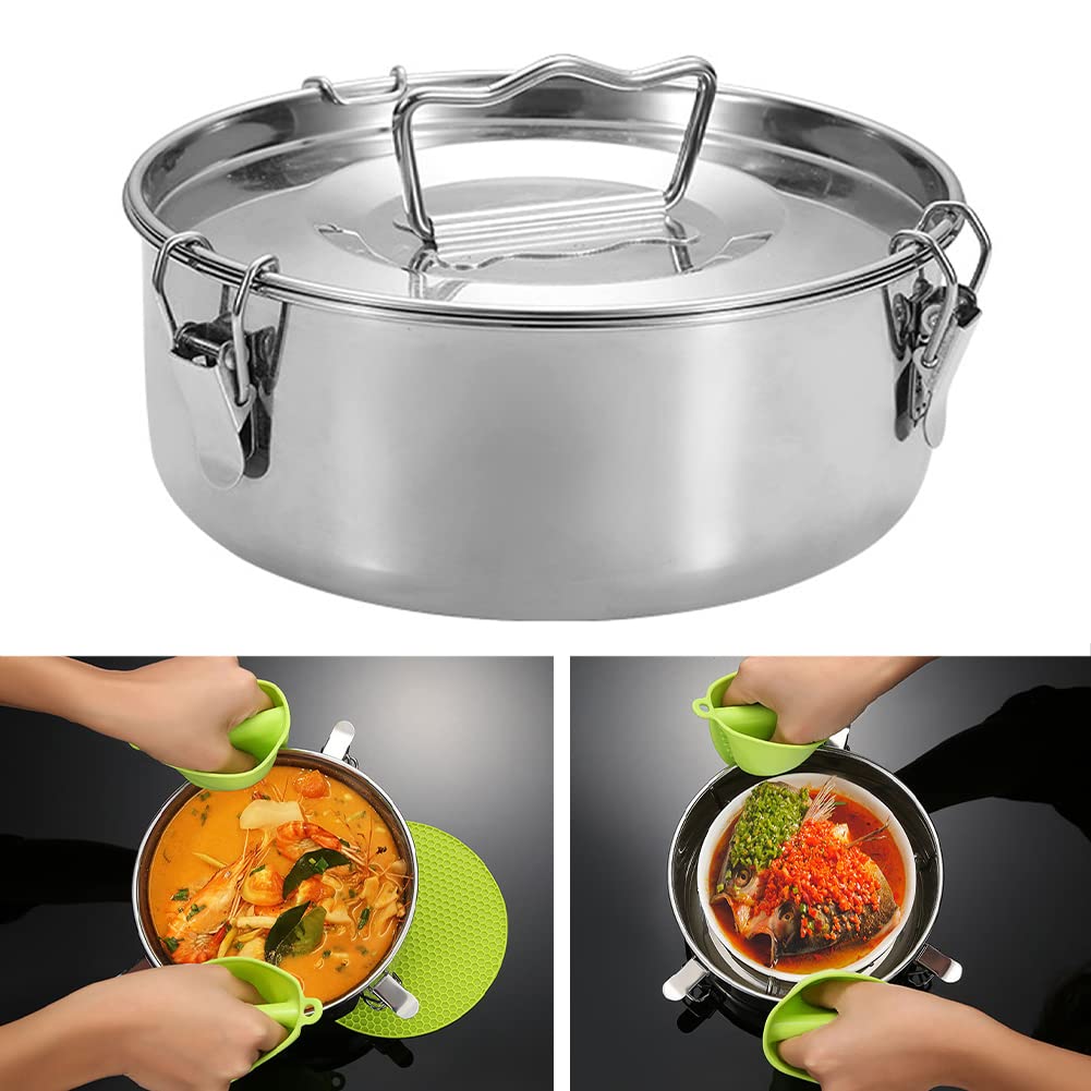 Flan Mold, Stainless Steel Flan Pan Mold, Flanera Flan Maker With Lid And Buckle, Ergonomic Handle, Large Capacity Round Cake Ba