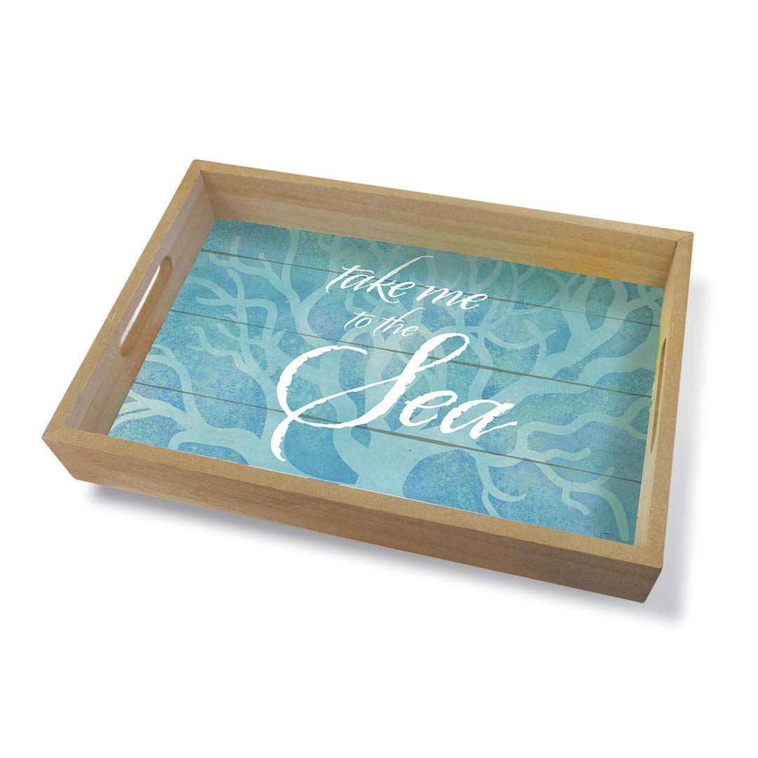 Tropical Island Coastal Wood Tray Small Take Me To The Sea
