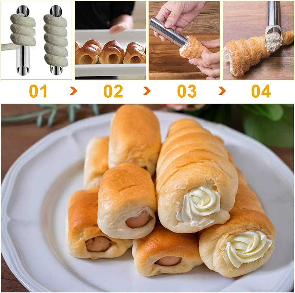 Volksrose 30Pcs Cream Horn Mold, Cannoli Forms Tubes Kit, Stainless Steel 20Pcs Cone Shaped And 10Pcs Tubular Shaped Baking Mold