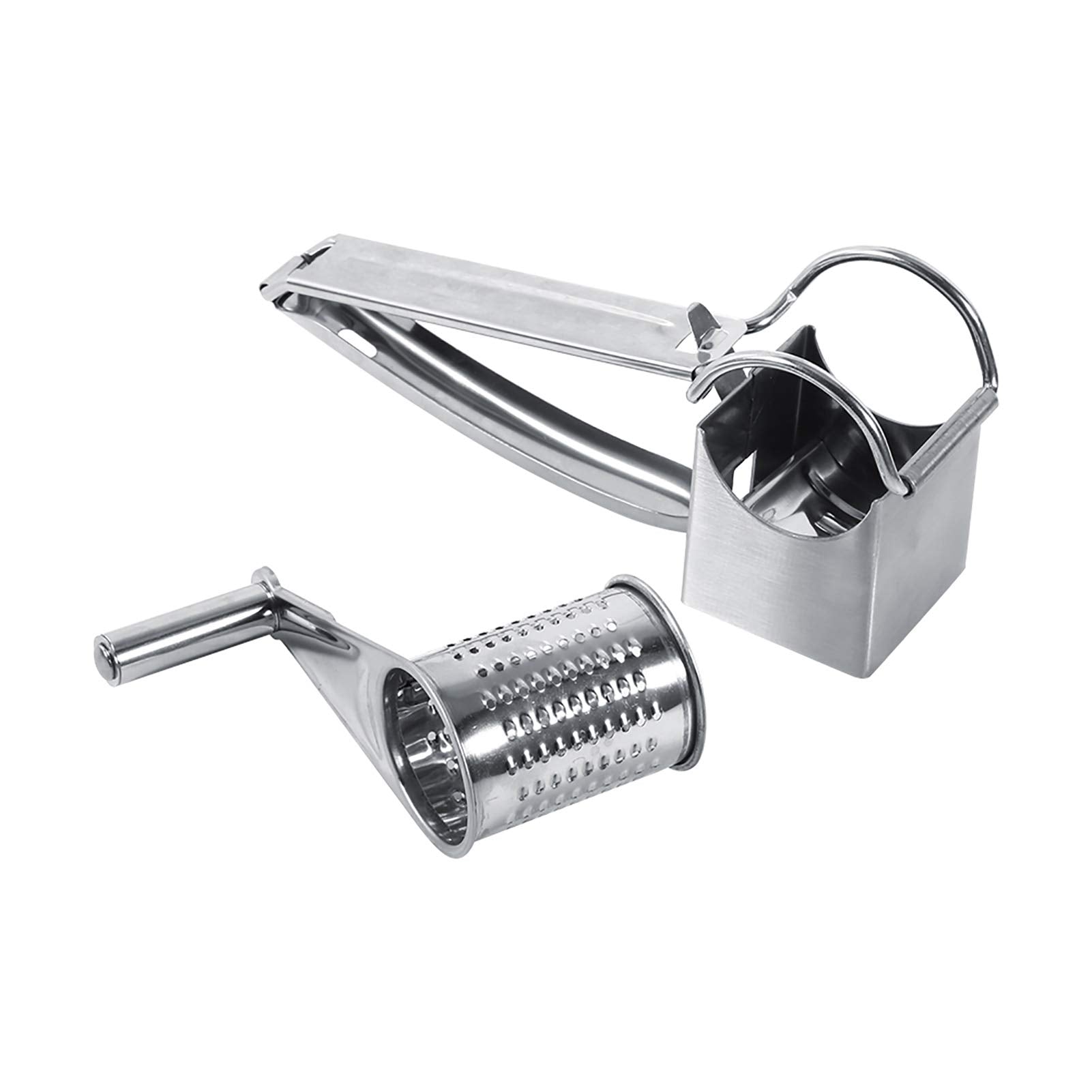 Yosoo Health Gear Handheld Rotary Cheese Grater - Stainless Steel Kitchen Grater for Cheese, Vegetables, Fruits, Nuts - Silver