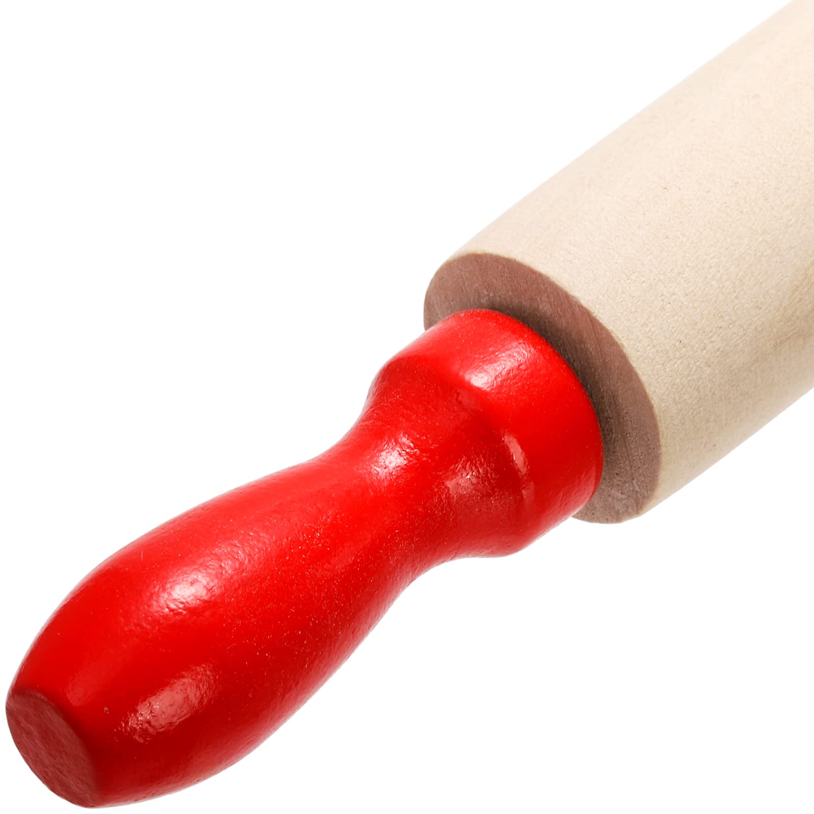 Soujoy Set Of 12 Mini Rolling Pin, 8 Inch Wood Dough Roller For Baking With Red Handle, Small Clay Rolling Pin For Craft Fondant