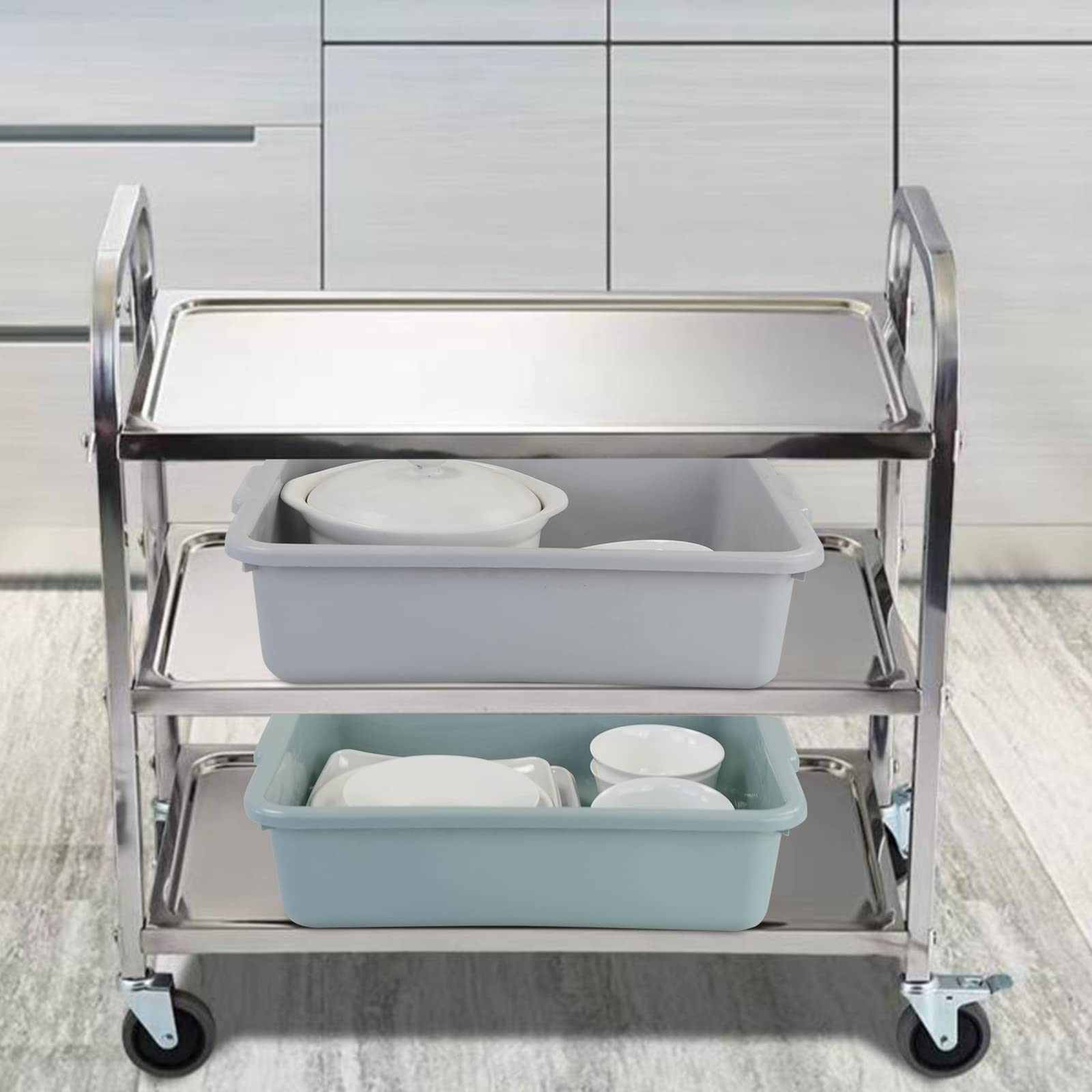 Doryh 14 L Commercial Bus Tub, Plastic Wash Tub Dishpan, 4 Packs