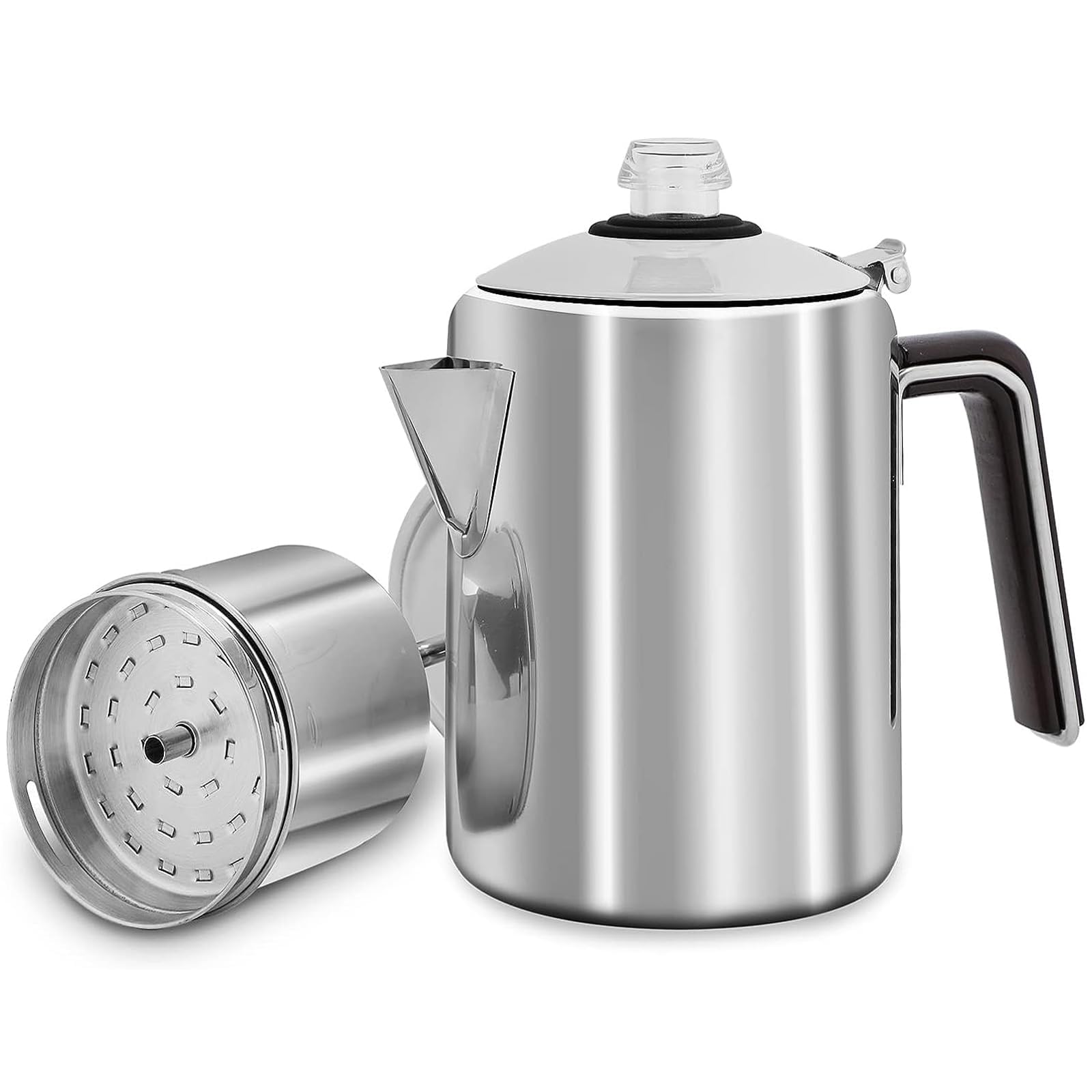 Hillbond 9-Cup Stainless Steel Percolator Coffee Pot for Outdoor Camping, Model HB-T04, Silver Finish, 72 fl oz Capacity