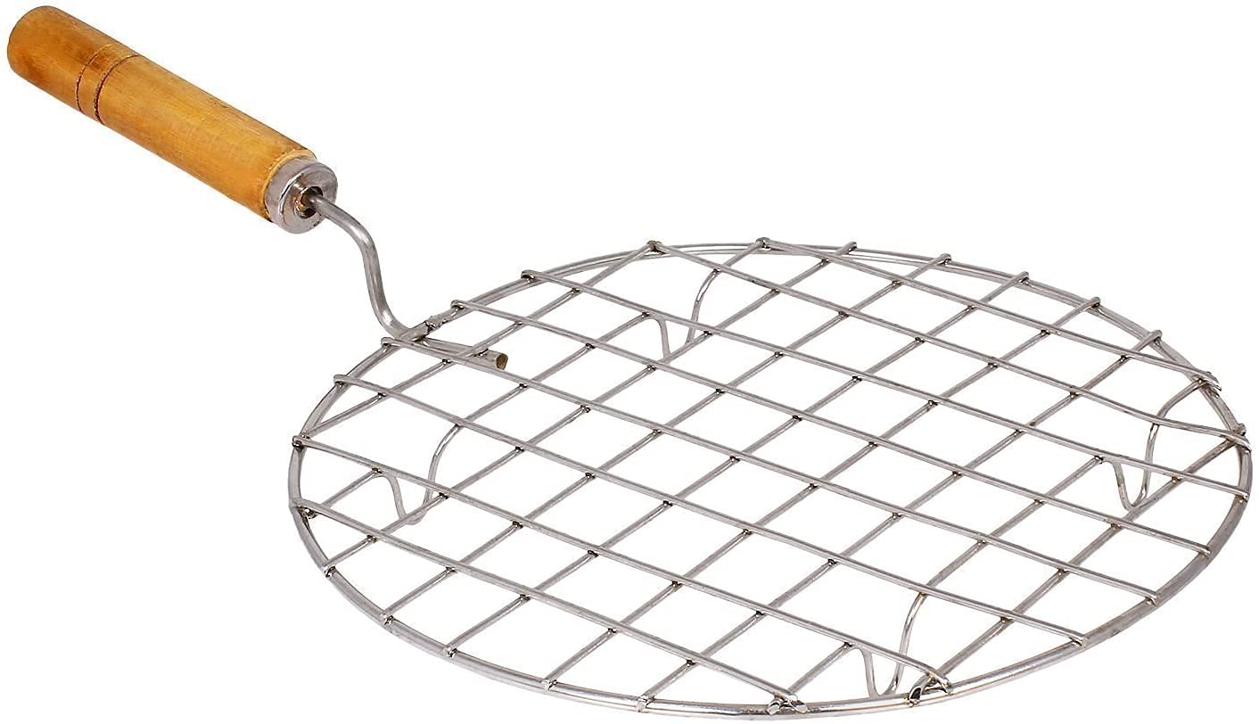 Ksjone Stainless Steel Multi-Functional Wire Steaming Cooling And Baking Barbecue Rack Round Wire Roaster Rack/Papad Jali/Roti G