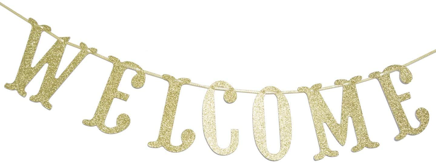 Welcome Back Gold Glitter Banner For Home Welcome, Homecoming, Back To School, Retiring From The Army, Home Party Decoration Bac