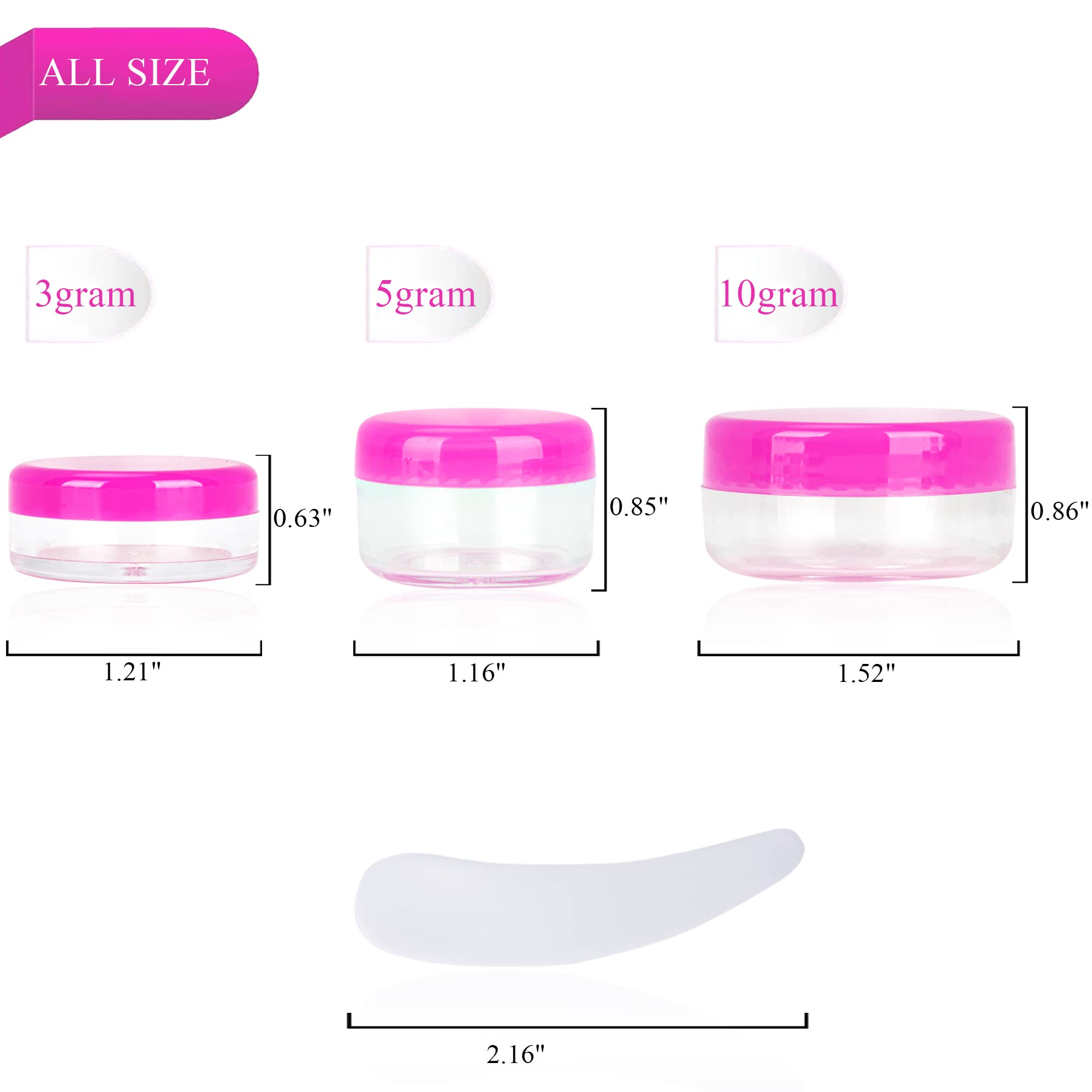 100Pcs 3 Gram Sample Containers, 3Ml Empty Jars With Lids, Small Cosmetic Containers, Mini Sample Jars With 8Pcs Mini Spatulas F