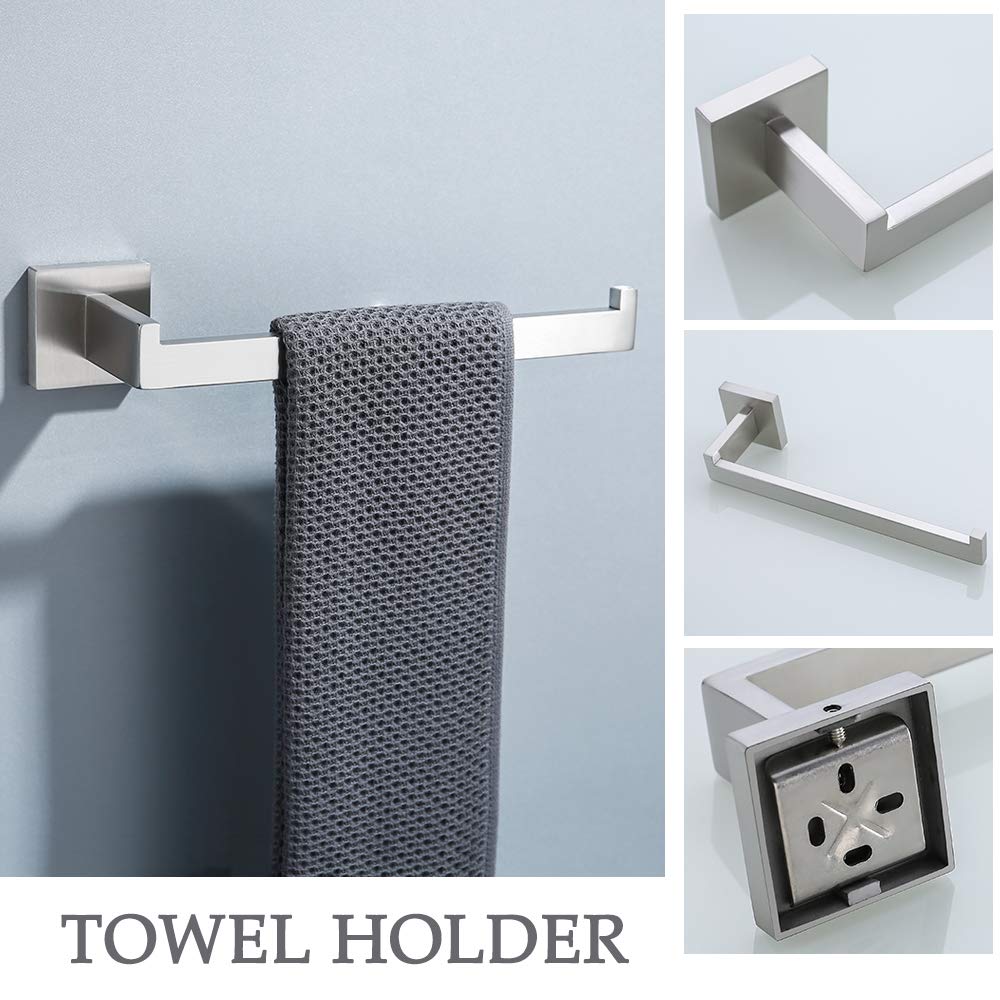 Turs 3-Piece Bathroom Accessory Set Sus 304 Stainless Steel Rustproof Toilet Paper Holder Towel Bar/Holder Robe Hook Wall Mount,