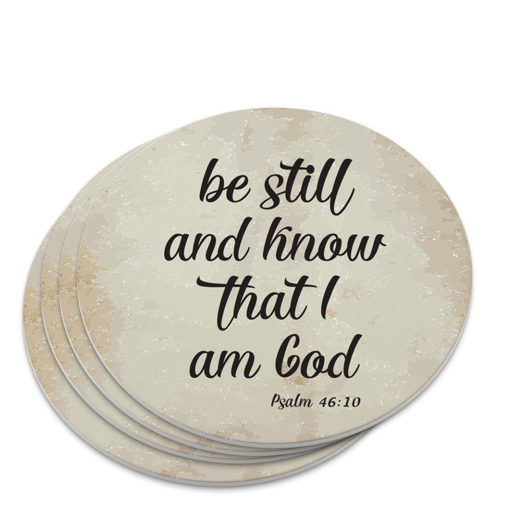 Be Still And Know That I Am God Psalm Inspirational Christian Novelty Coaster Set