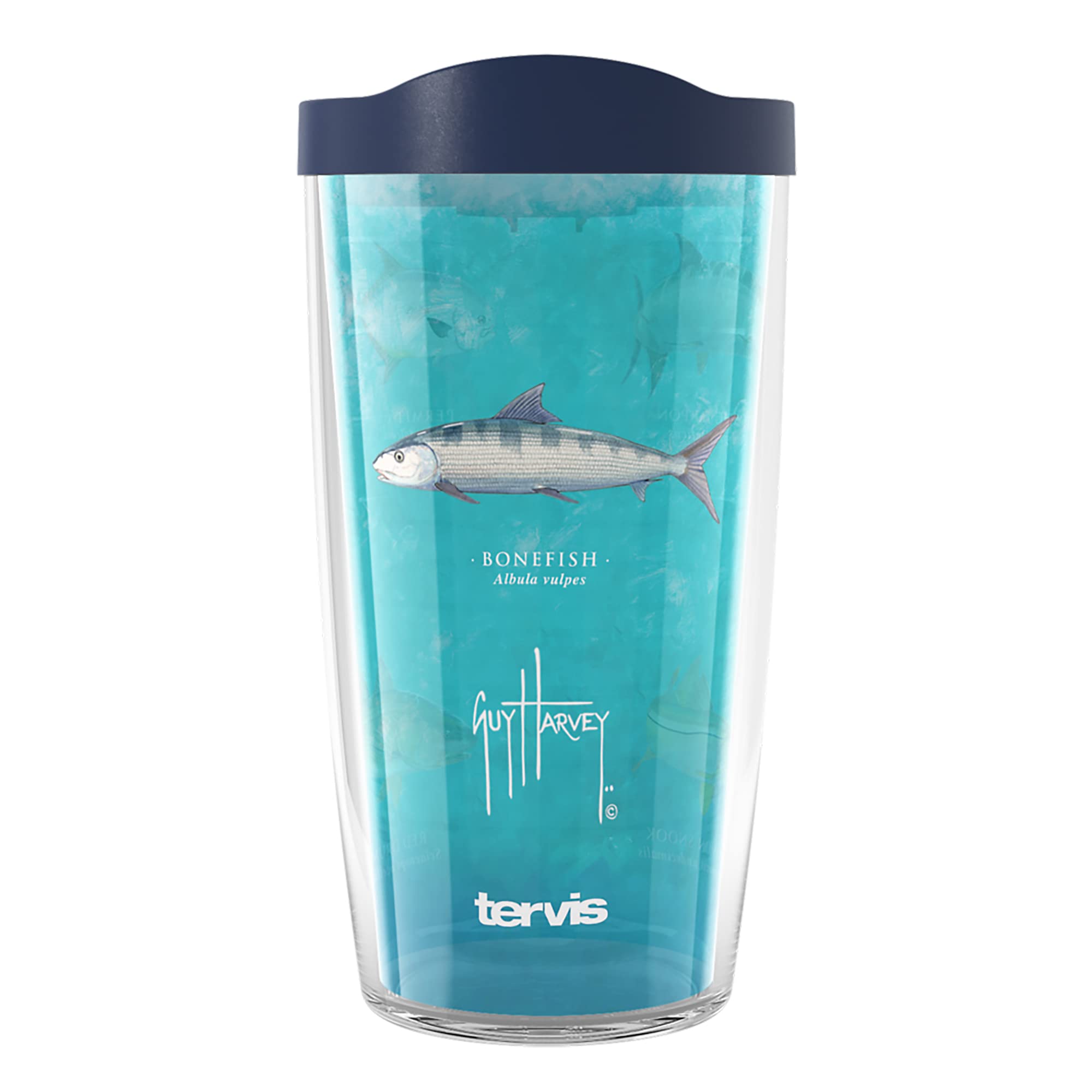 Tervis Guy Harvey Charts Made in USA Double Walled Insulated Tumbler Travel Cup Keeps Drinks Cold & Hot, 16oz, Classic