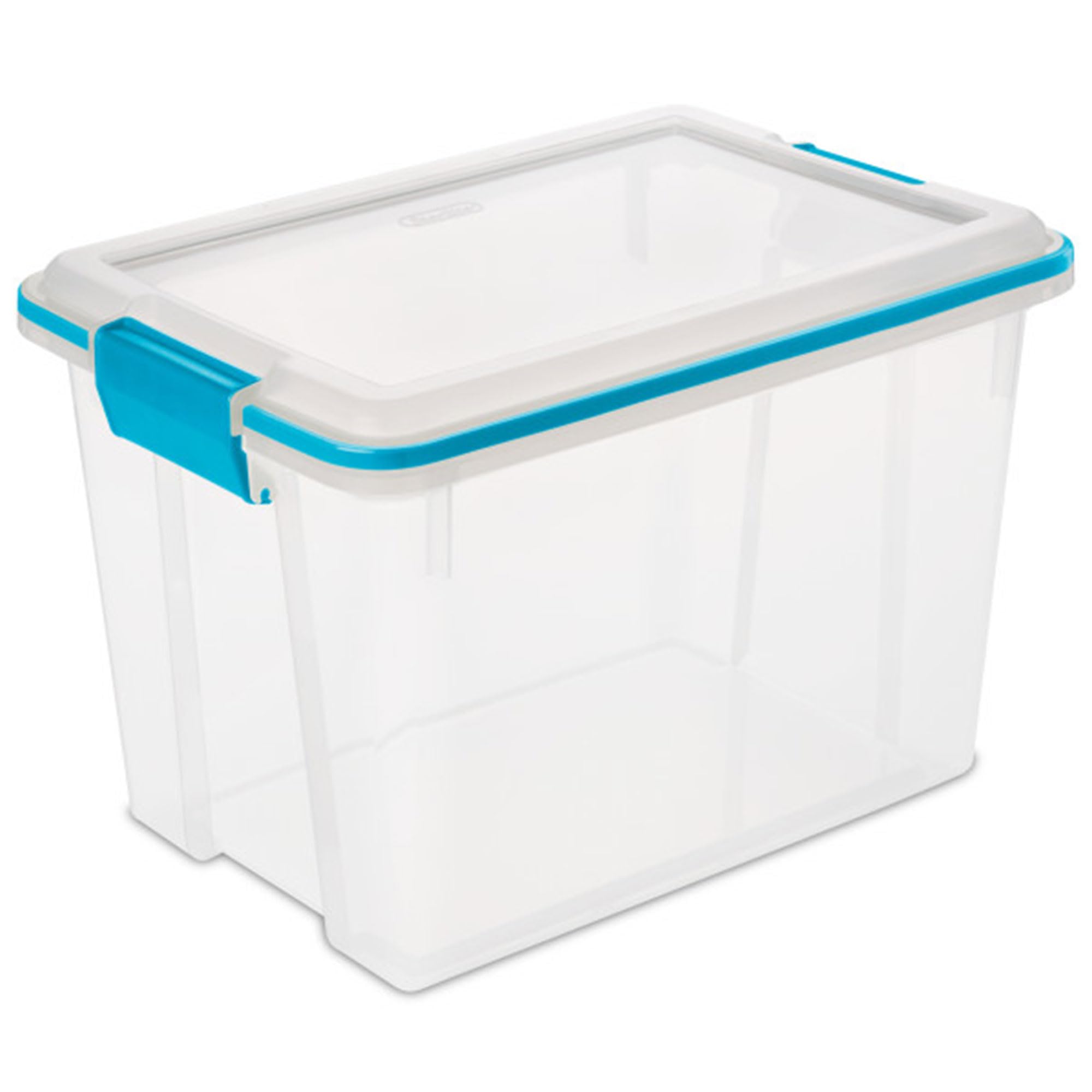 Sterilite 20 Qt Gasket Box, Stackable Storage Bin With Latching Lid And Tight Seal Plastic Container To Organize Basement, Clear