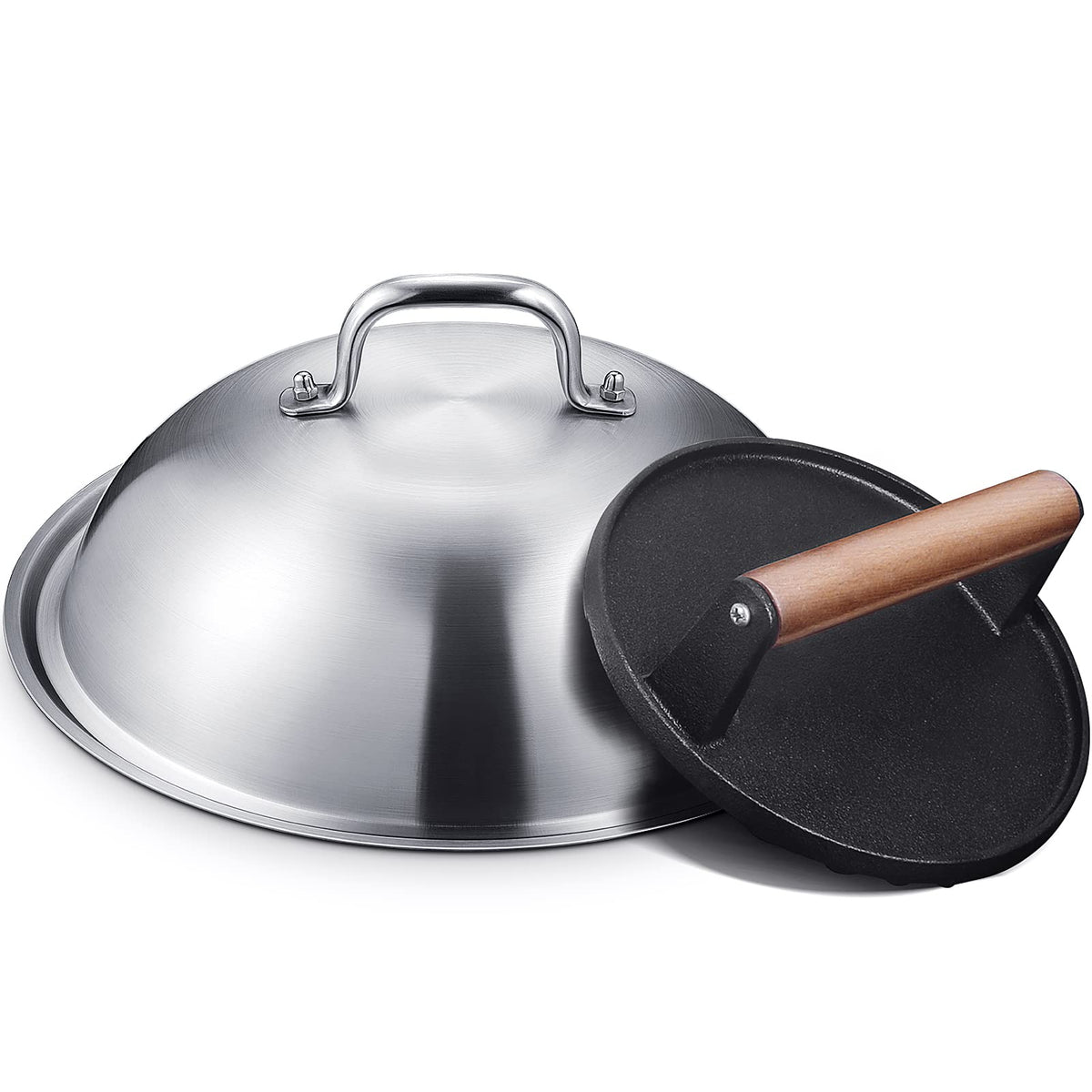 Homenote Griddle Accessories For Blackstone, Commercial Grade 12 Inch Heavy Duty Melting Dome With Round Cast Iron Smash Burger