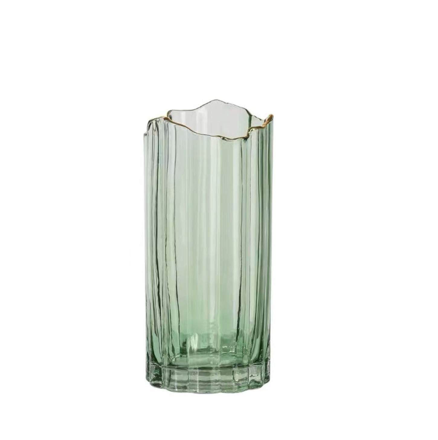 PEPAXON Heavy Glass Vase for Flower Tall Vase Cylinder Vase Tabletop Decoration Green 3.9 L x 3.9 W x 9.8 H