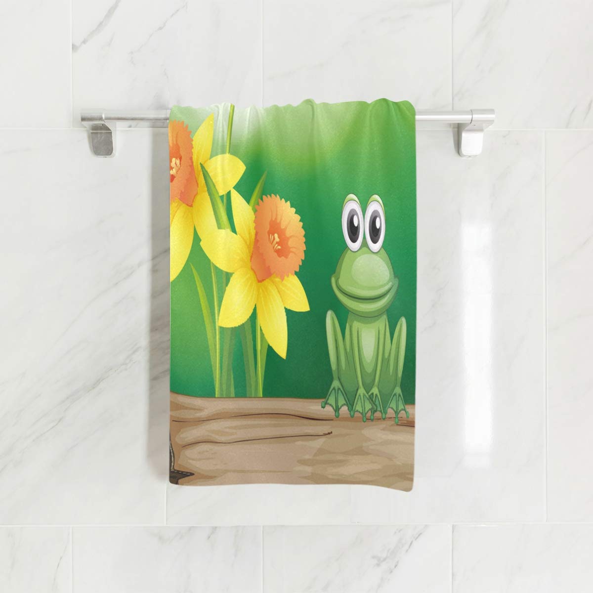 Senya Cute Green Frogs Hand Towel Ultra Soft Luxury Towels For Bathroom 30 ''X15 ''
