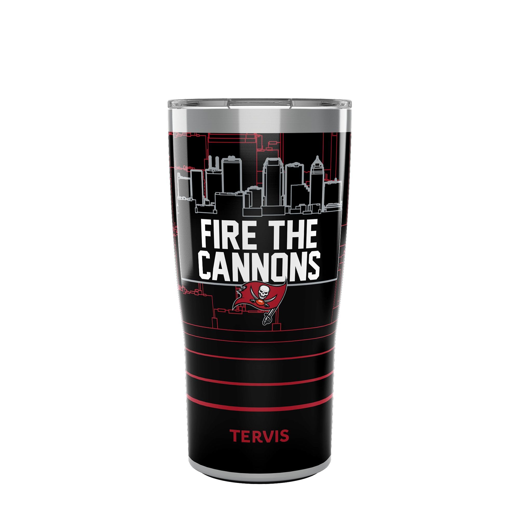 Tervis Traveler NFL Tampa Bay Buccaneers  Fire The Cannons Slogan Triple Insulated Tumbler Travel Cup Keeps Drinks Cold & Hot, 