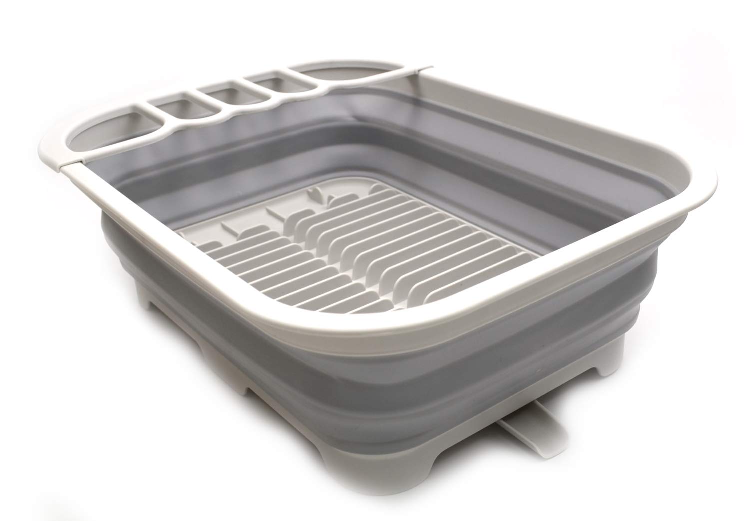 Sammart 12L (3.17 Gallon) Collapsible Dish Drainer With Swivel Spout - Foldable Drying Rack Set - Portable Dinnerware Organizer