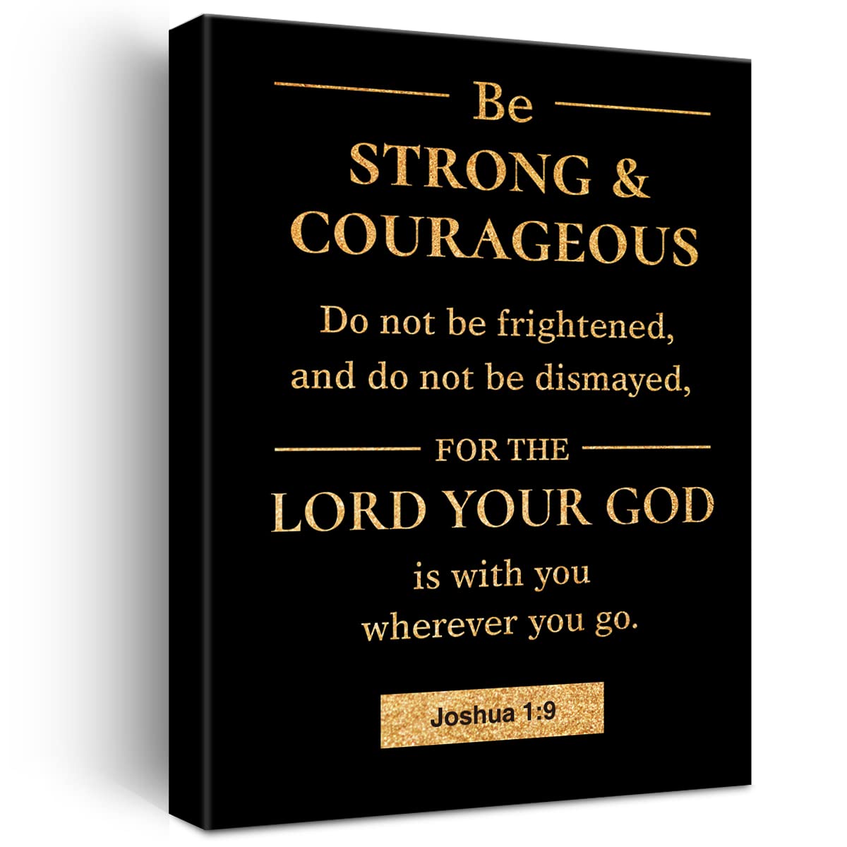 Christian Gold Foil Canvas Wall Art Motivational Be Strong And Courageous Joshua 1:9 Print Framed Canvas Painting Artwork Home D