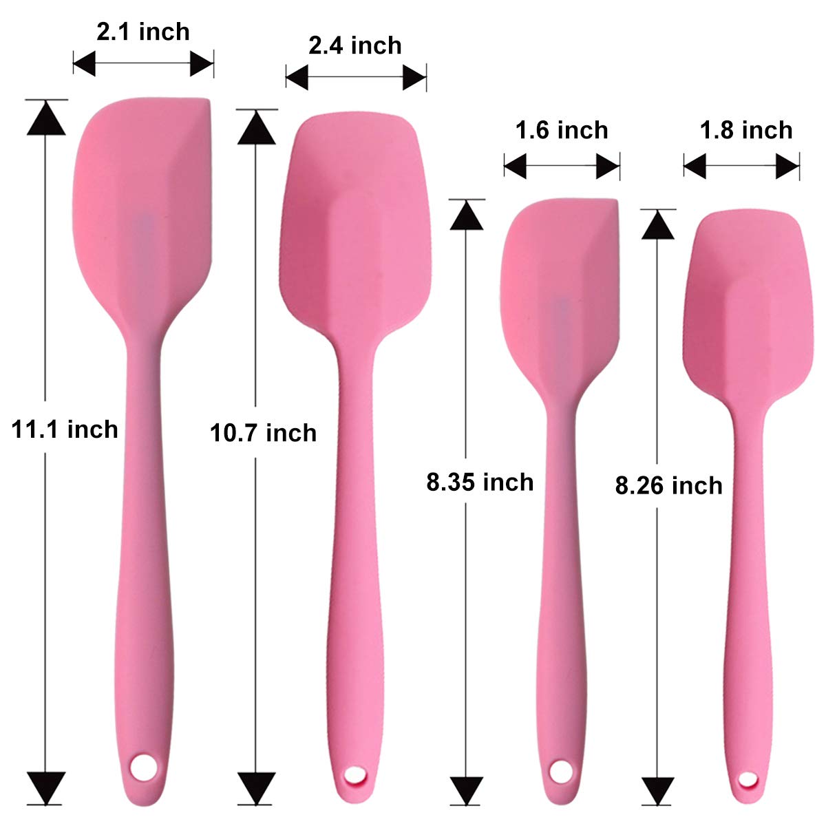 Silicone Spatulas Set  Rubber Spoon Spatula Heat Resistant Spoonula One Piece Design Seamless Spatula Non-Stick Scrapers Baking Mixing Tool (Pink)