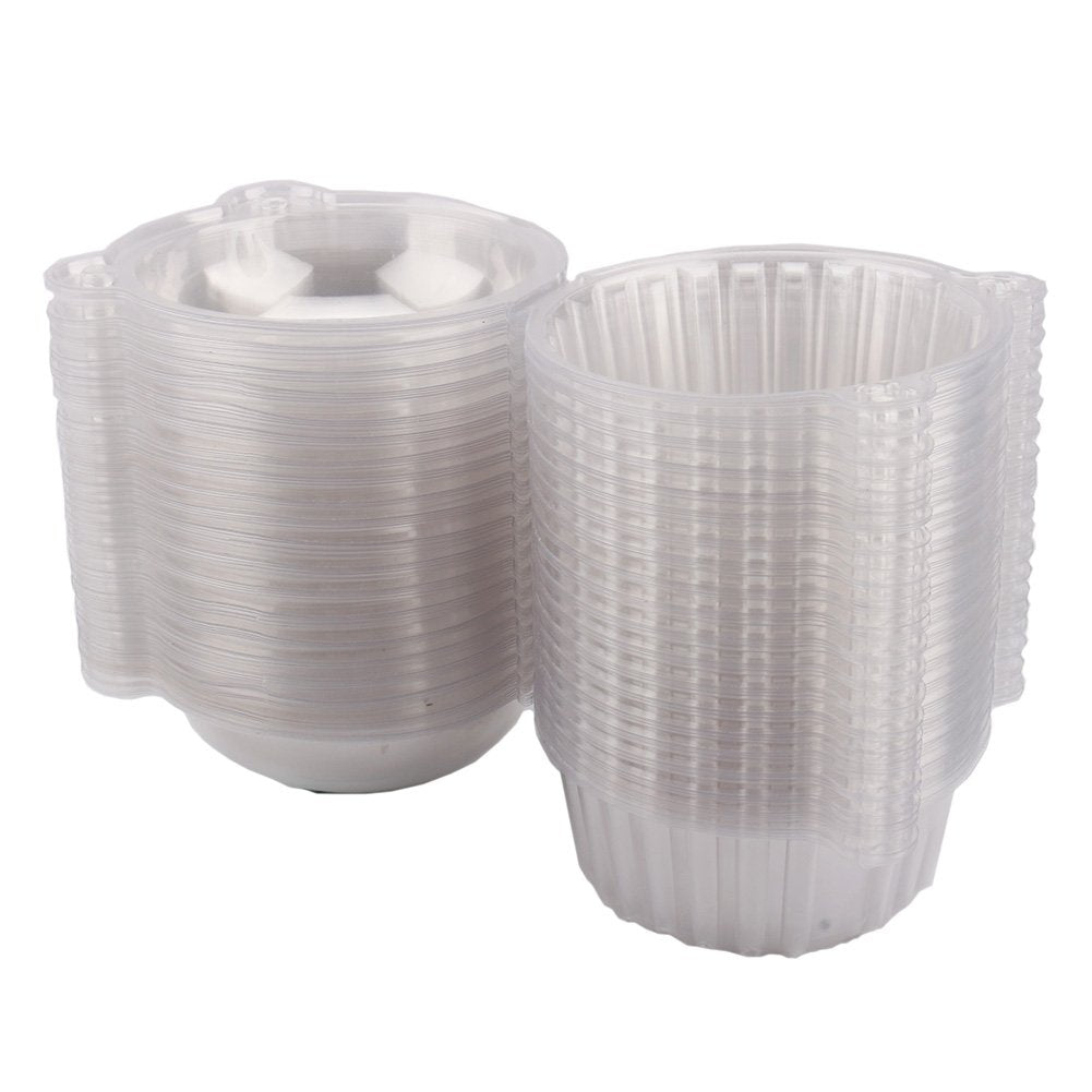 Plastic Containers, Clear Containers, 100Pcs Cat Shape Individual Clear Fruit Holder Container Dome Box With Lids Stackable Sala