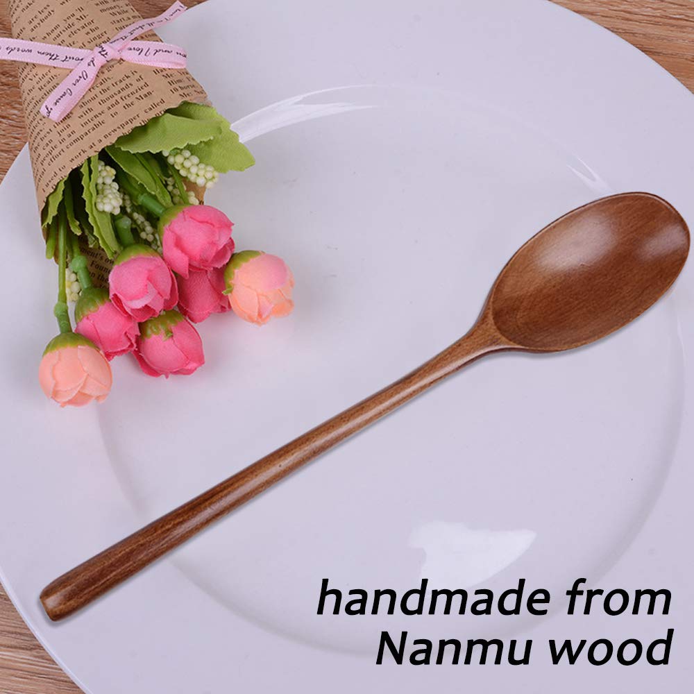 8 Pieces Wood Soup Spoons, Dakuan Wooden Ladle Spoon Set For Cooking Mixing Stirring Honey Tea Soda Dessert Coconut Bowl Nonstic