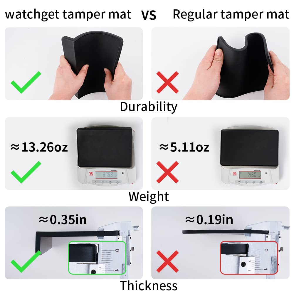 Watchget Espresso Tamping Mat, Coffee Tamper Mat, Black Silicone Food Grade Pad, 8Inch X 6Inch Coffee Tamp Station, Espresso Acc