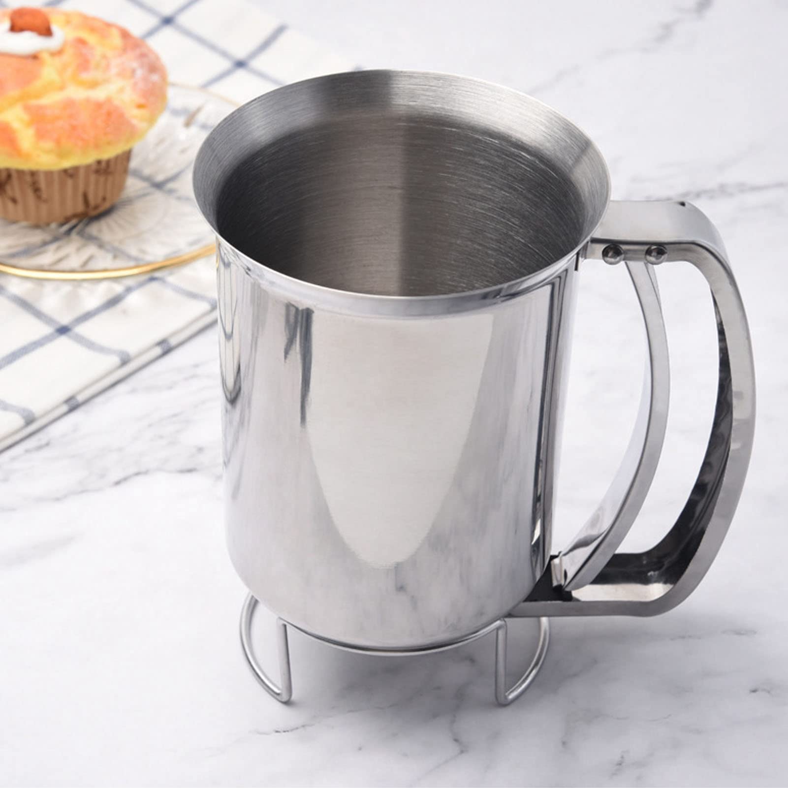 1000Ml Stainless Steel Pancake Batter Dispenser, Handheld Pancake Batter Pourer With Easyflow Spout Squeeze Handle For Cupcakes
