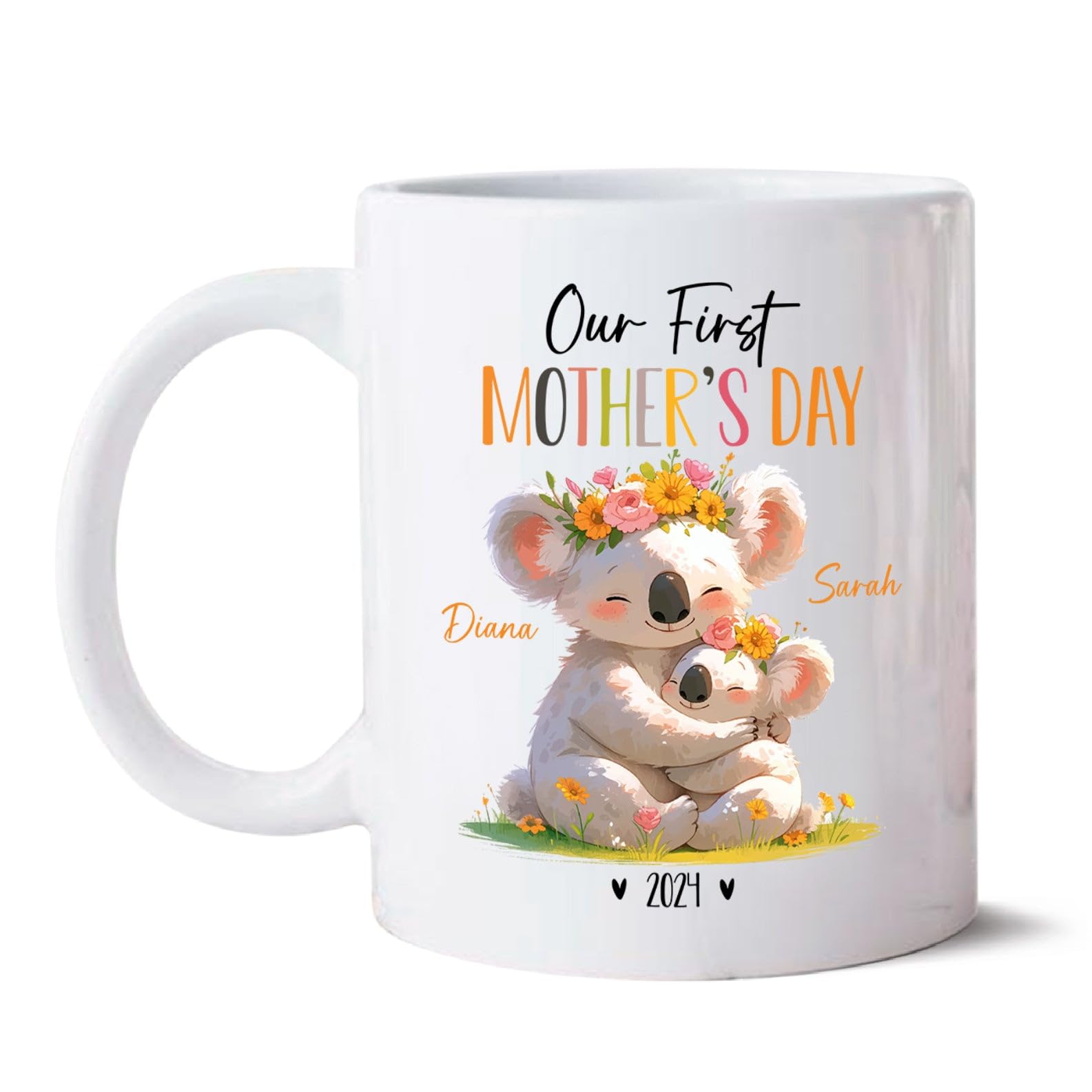 Mummy And Baby Koala Coffee Mugs, Custom Koala Mug Gift For Koala Lovers, Our First Mothers Day Ceramic Cup For New Mother, Pers