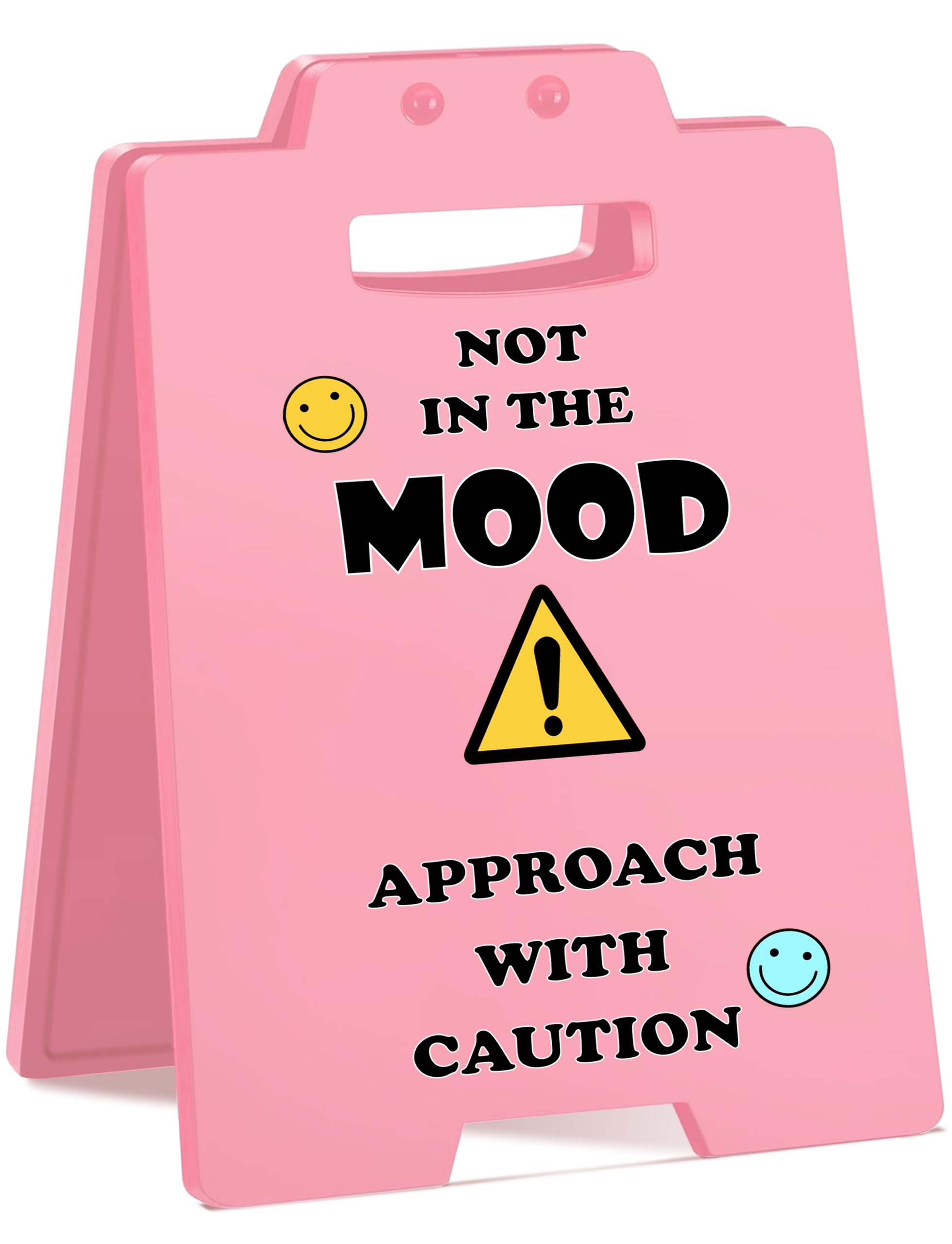 Funny Office Sign - Not in The Mood Approach With Caution | Cubicle Pink Decor | Humorous Office Desk Accessories for Women, Coo