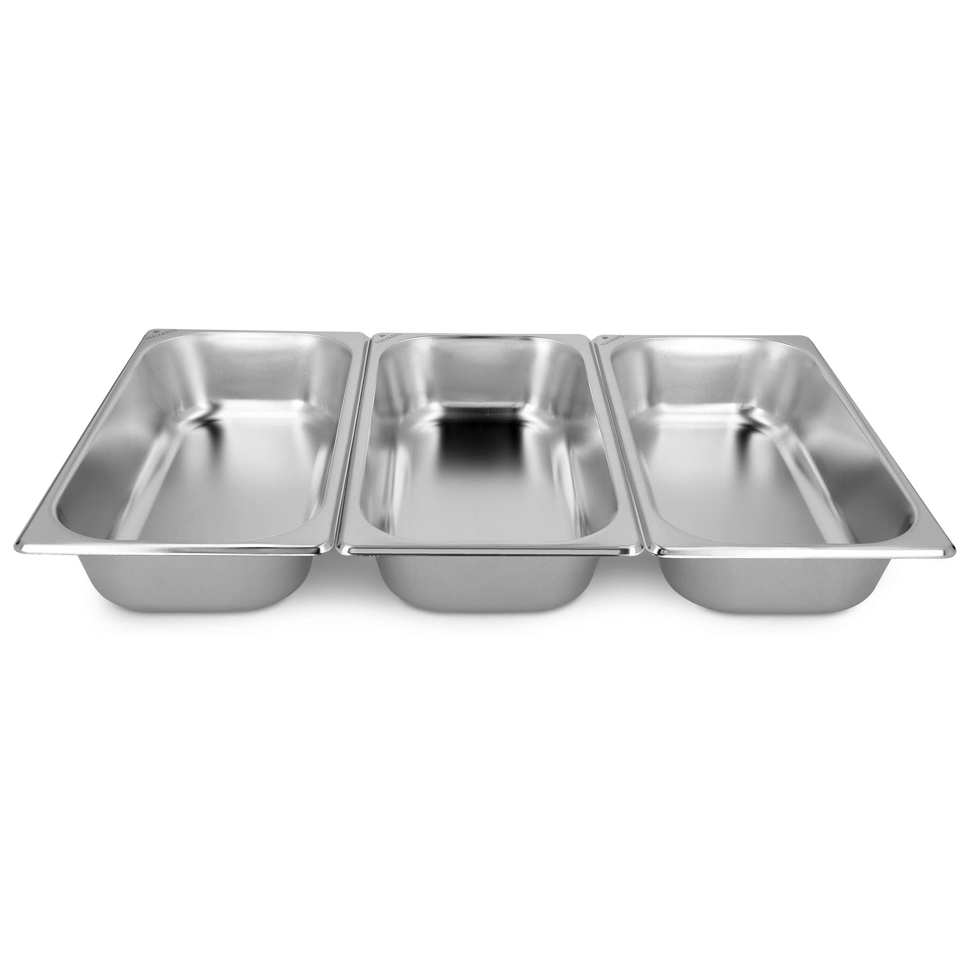 Navaris Breading Trays Set - 3 Medium Stainless Steel Pans For Preparing Bread-Crumb Dishes, Panko, Schnitzel, Coating Fish And