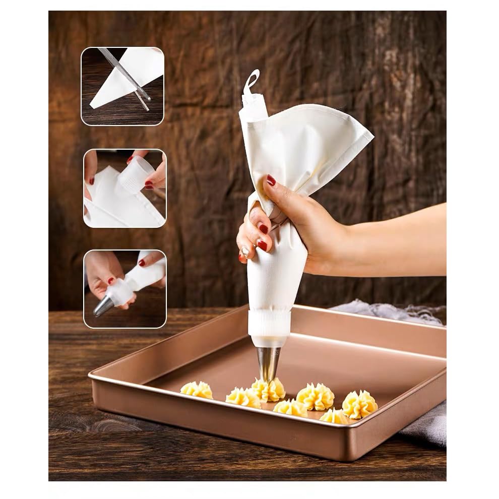 3 Pack Reusable Piping Bags 18 Inch Cloth Pastry Bags Plastic Coated Icing Piping Bags Cake Decorating Icing Bags Baking Dessert