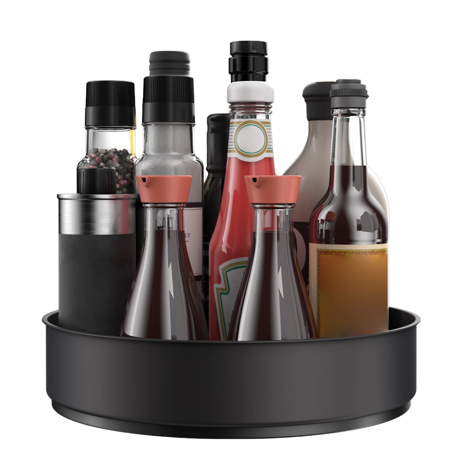 VAEHOLD Lazy Susan Stainless Steel Spice Rack Turntable for Pantry Cabinet - Decorative Trays Storage Containers Organizer for K