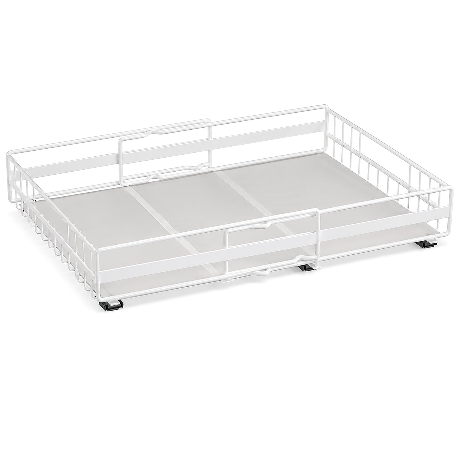 Pull Out Cabinet Organizer, Adjustable Kitchen Sliding Shelf, White Small