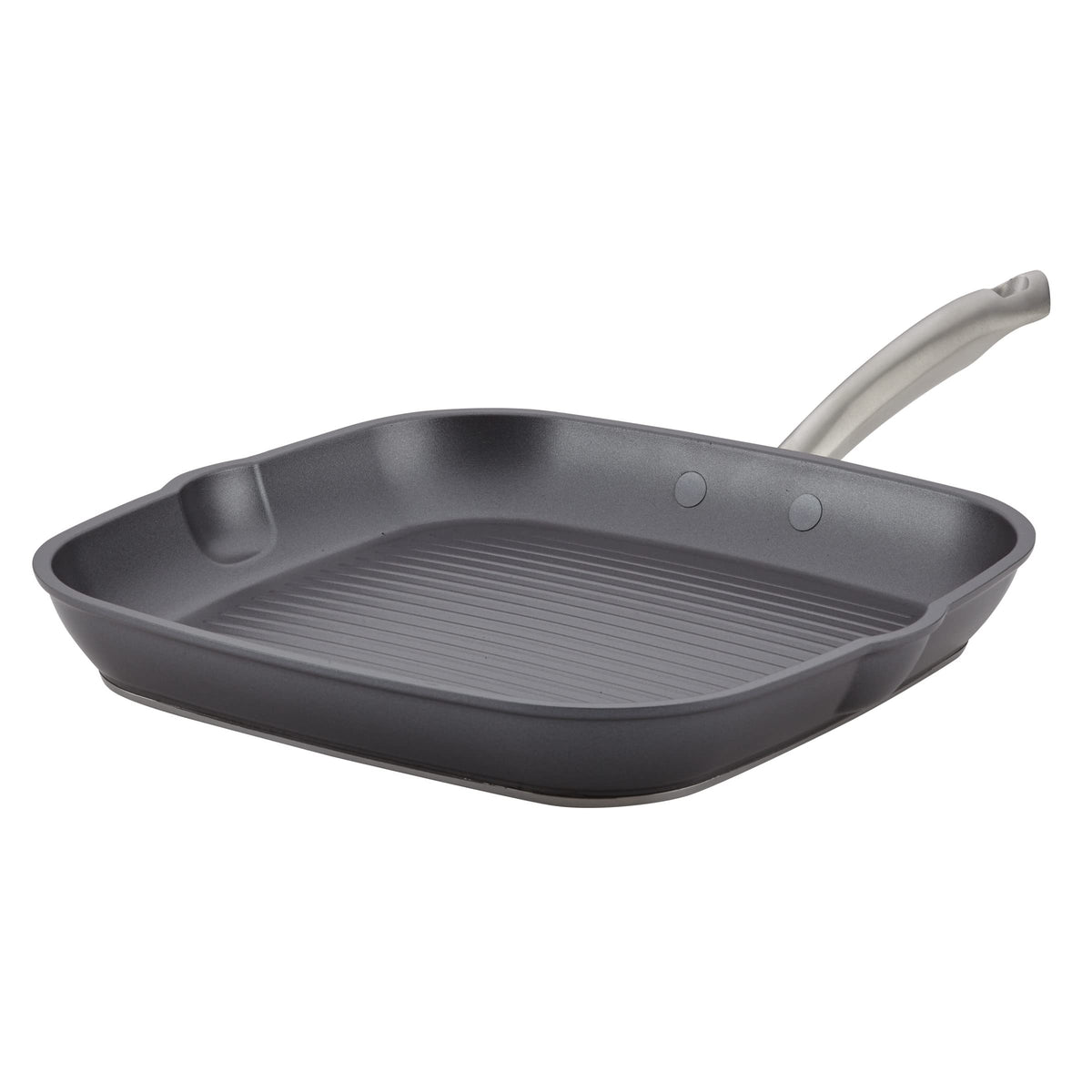 Anolon Accolade Forged Hard Anodized Nonstick Square Grill Pan/Griddle With Spouts, 11 Inch - Moonstone Gray
