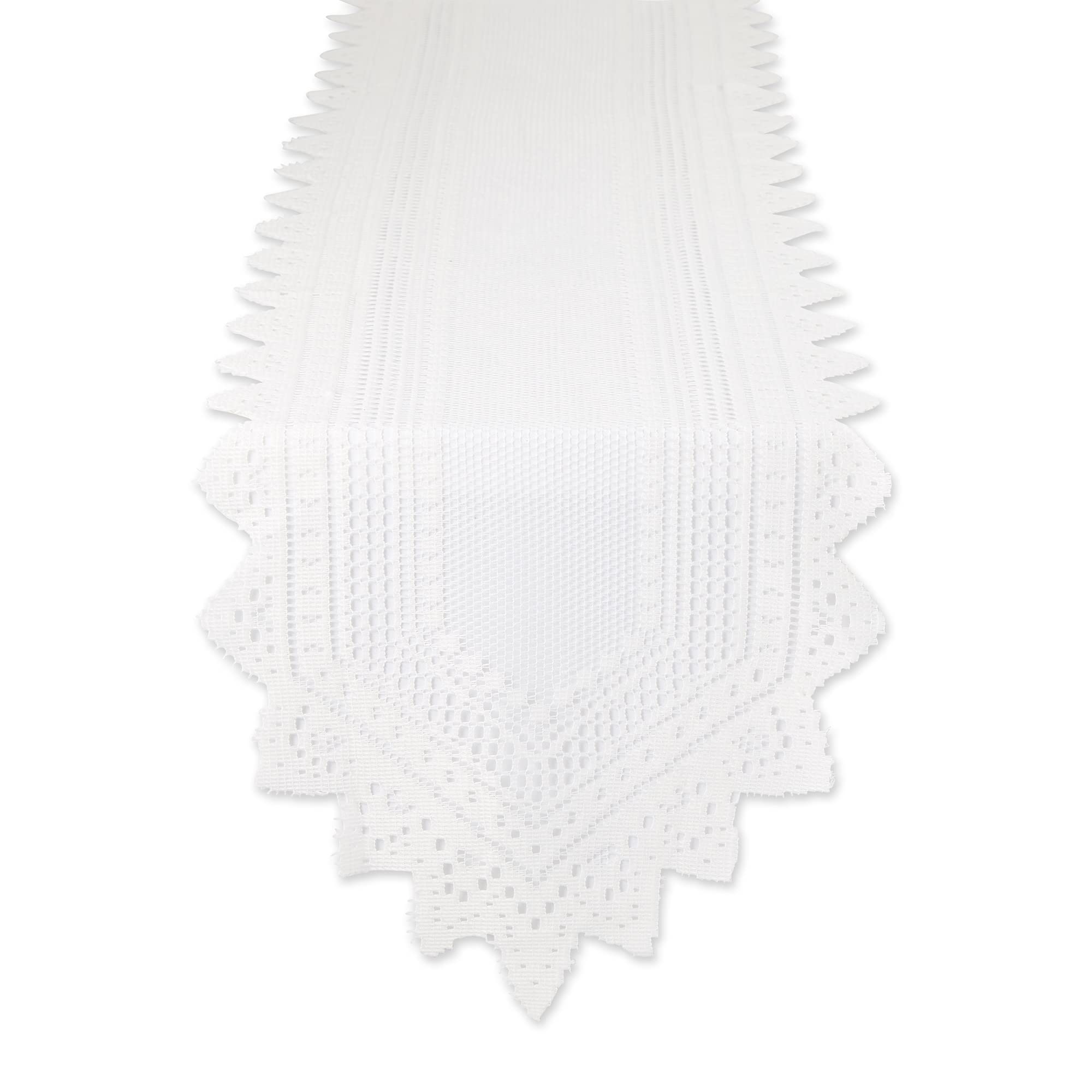 DII Elegant Lace Table D  cor, Decorative Table Cover, Reusable & Machine Washable, Table Runner, 14x72, Nordic Cream