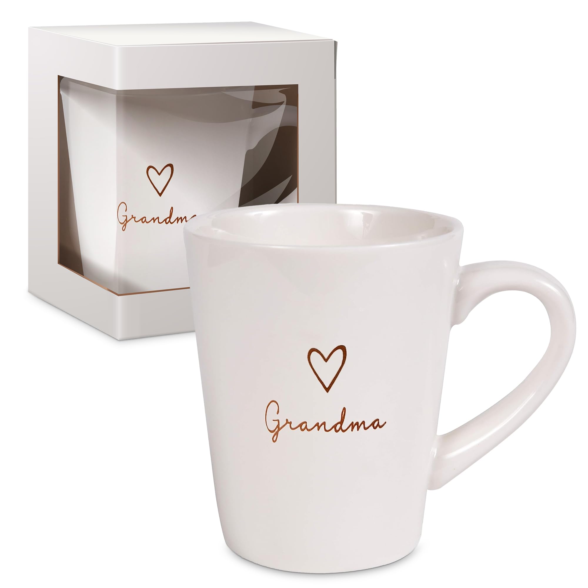 Pavilion Grandma Coffee Mug - Stoneware Coffee Cups For Grandmothers With Heart Tag - Ideal For Daily Use With ''Grandma'' Text