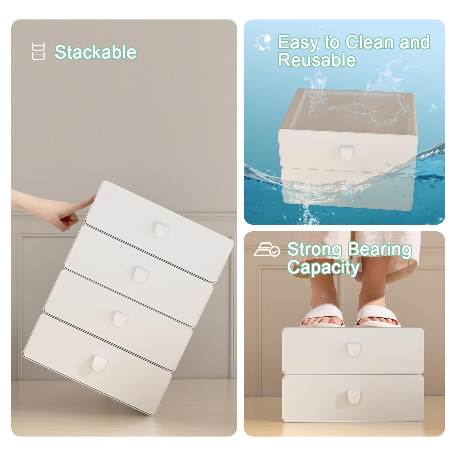 Tynulox Underwear Organizer Drawer, 10 Cells Plastic Panties Drawer, Stackable Closet Organizer, Storage Box for Bras, Socks, Sn