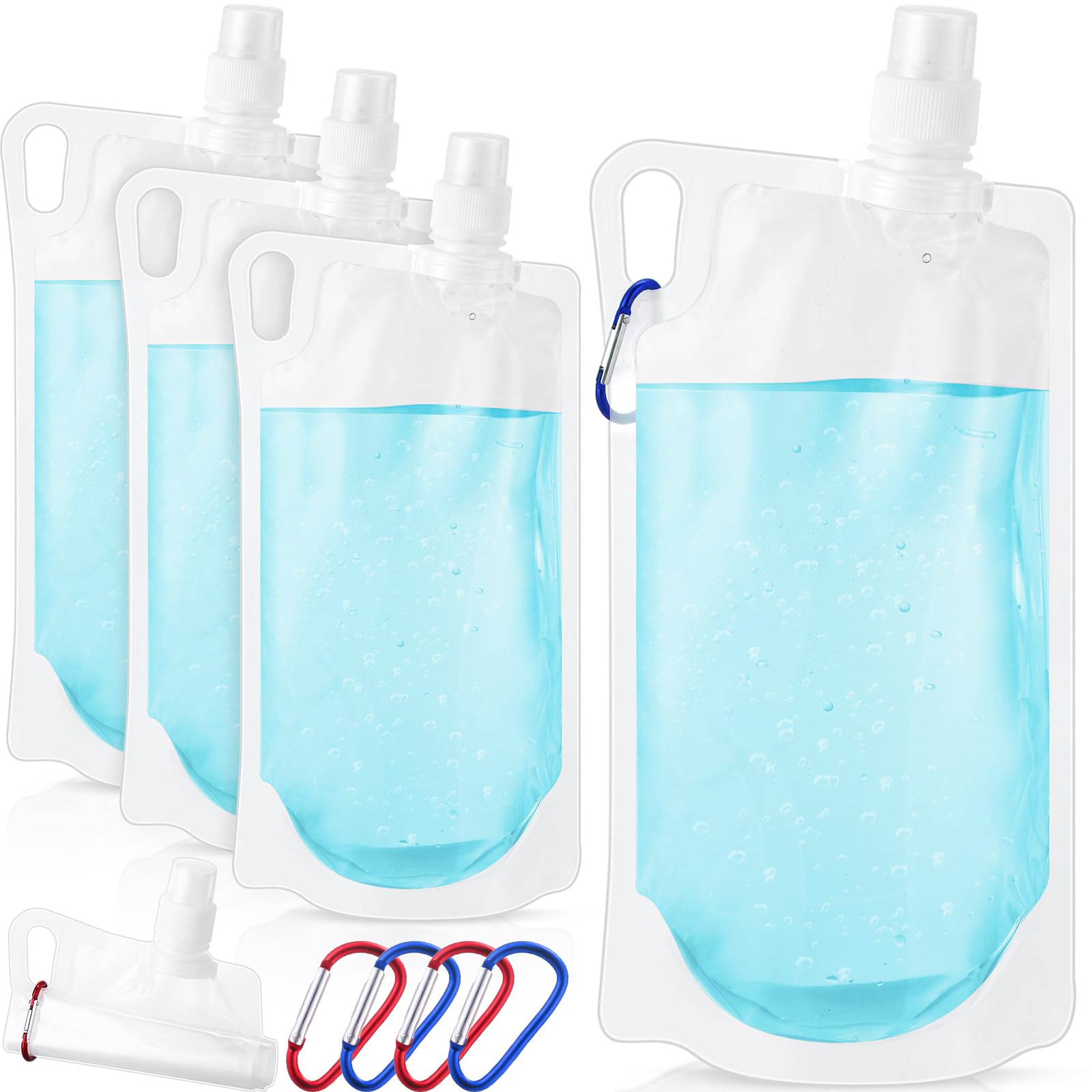 Maxdot 4 Pack 1l Travel Water Bottles 33 oz Water Pouches Set
