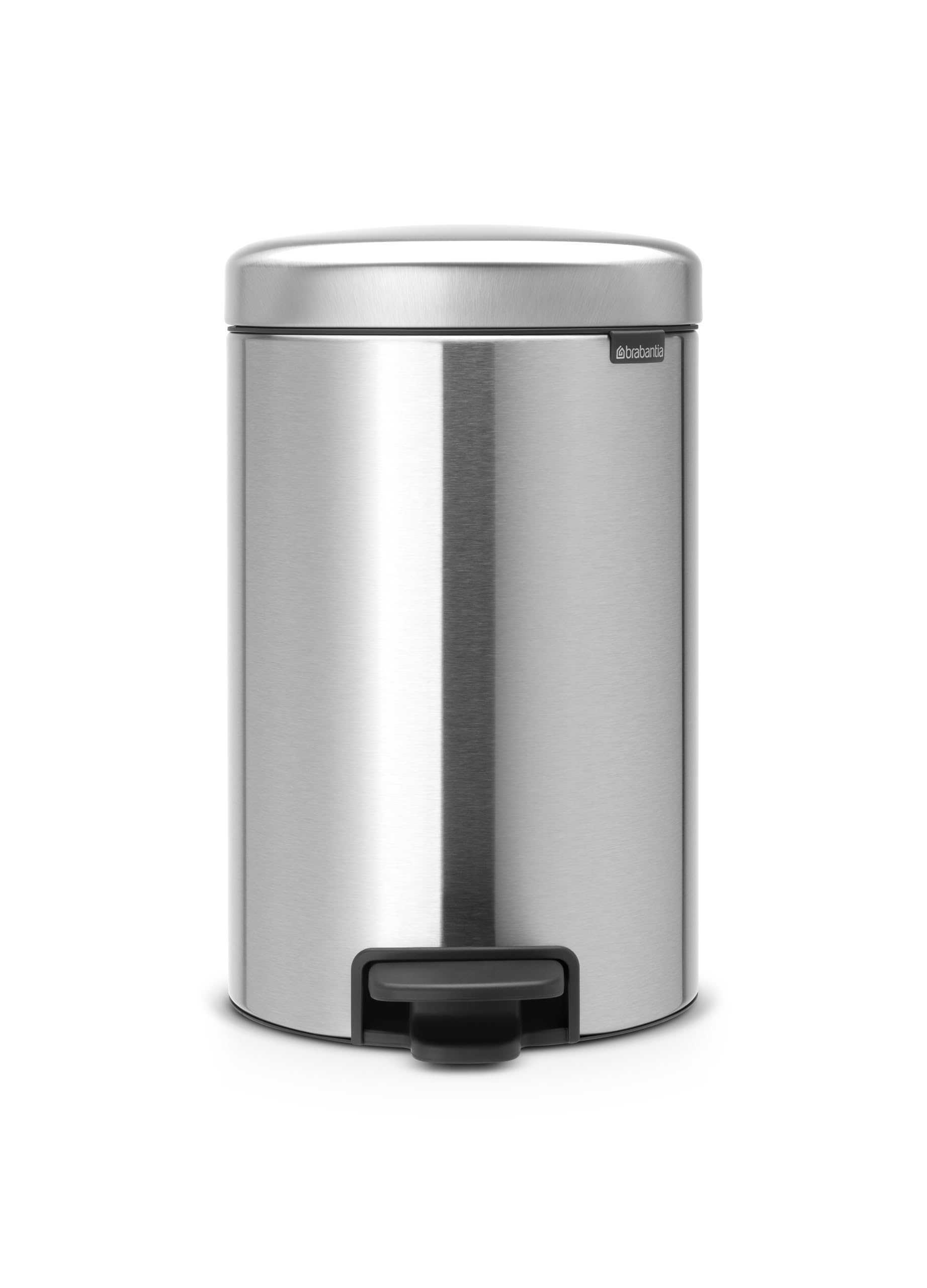 Brabantia NewIcon Step-On Soft Closing Kitchen Garbage/Recycling Can with Removable Bucket, 3.2 Gal, Matt Steel Fingerprint Proo